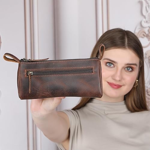Miniatura 9 de Bolsa de maquillaje para viajes diseño delgado y elegante que se adapta a todos los bolsos y bolsas, kit de lápices, bolsa estacionaria de cuero