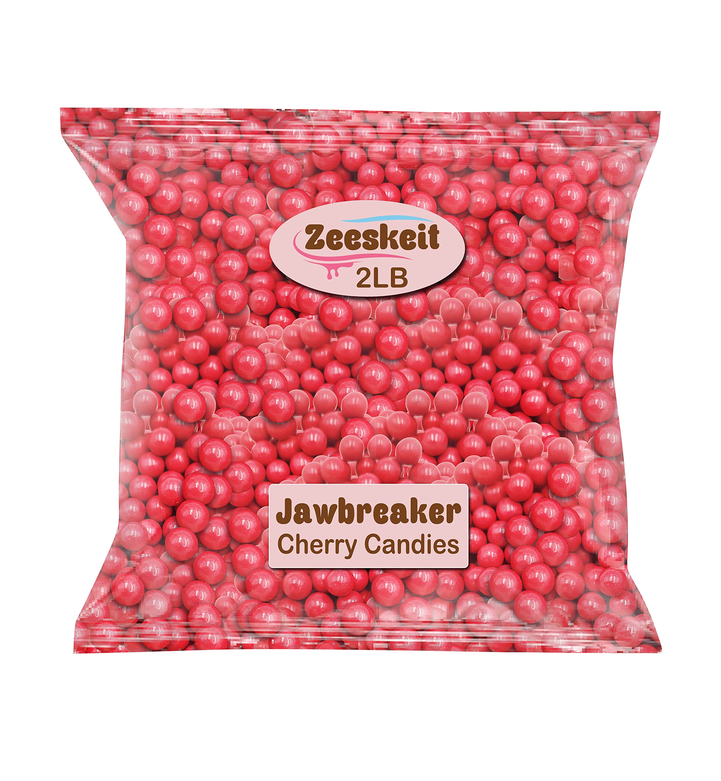 ZeeskeitRepackaged Ferrara Mini Jaw Breakers Hard Candy, 2 Lb, Cherry Flavor Candy Balls, Bulk Bag of Candies, Party, Holiday