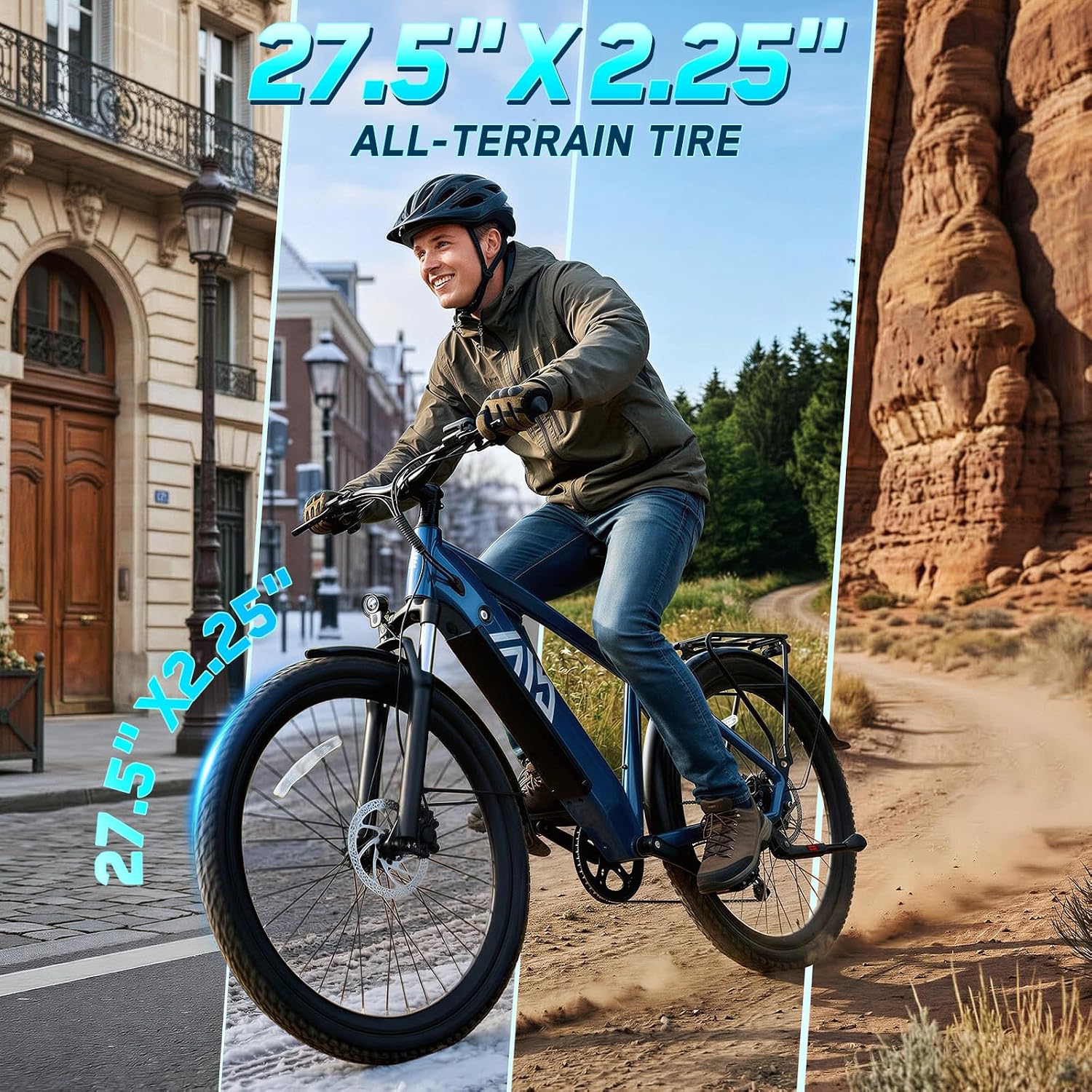 TST Electric Bike-1200W Peak, 27.5x2.25 Tires, Aluminum Frame, 48V 15AH Removable Battery Ebike, Dual Hydraulic Brakes, 7-Speed, LCD & APP, UL 2849 Certification
