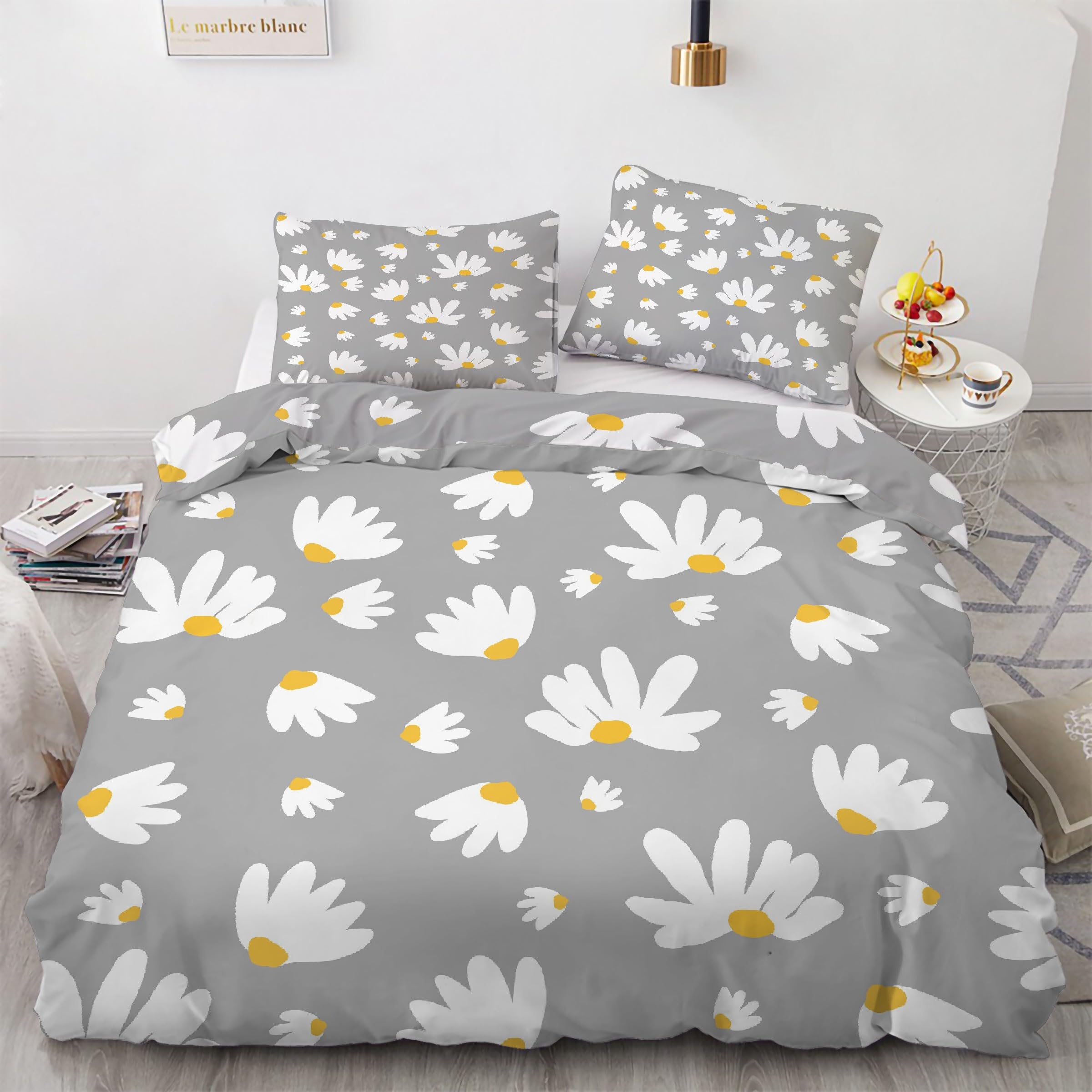 Ensemble de literie 3 pièces housse de couette 200x200 gris