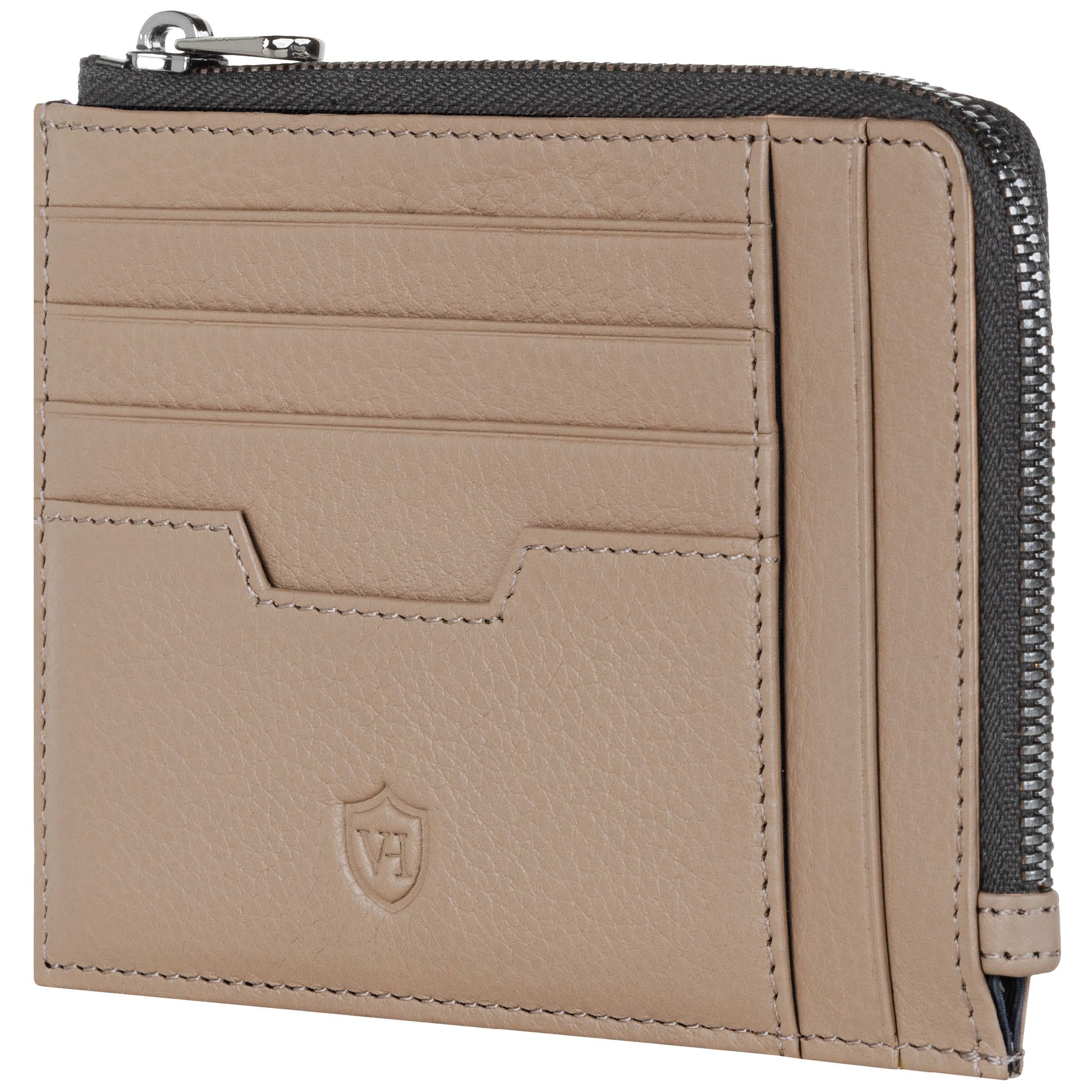 VON HEESEN Leder Kartenetui Geldbörse Herren & Damen Kreditkartenetui (Taupe)