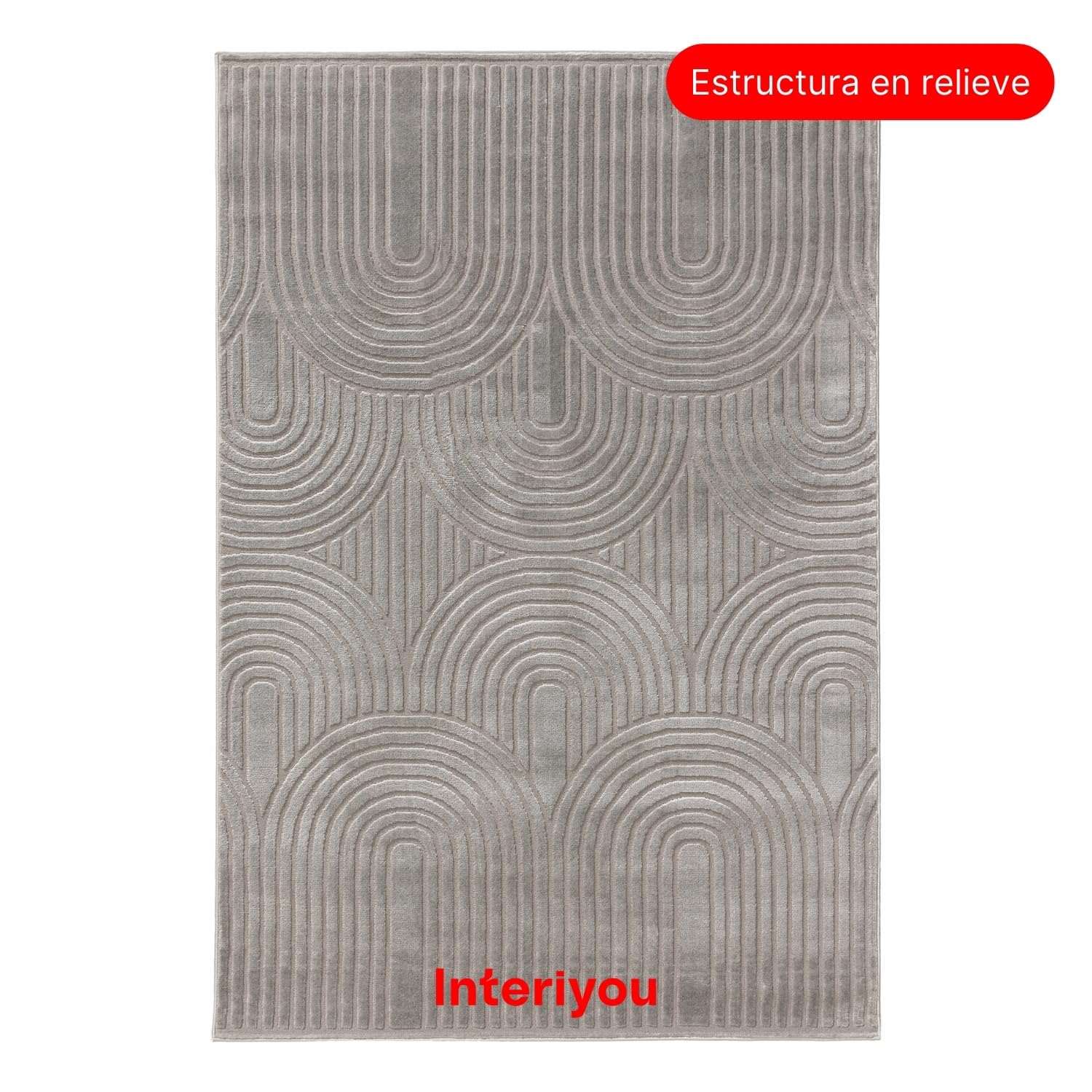 Interiyou Alfombra Salon Pelo Corto Cannes - 120x170 cm Gris - Diseño Boho escandinavo con Efecto 3D de Relieve - Plana con patrón geométrico