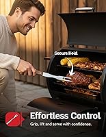 Vista 4 de Juego de herramientas profesionales para barbacoa de madera de acacia (3 piezas) – Kit de accesorios de parrilla de acero inoxidable resistente