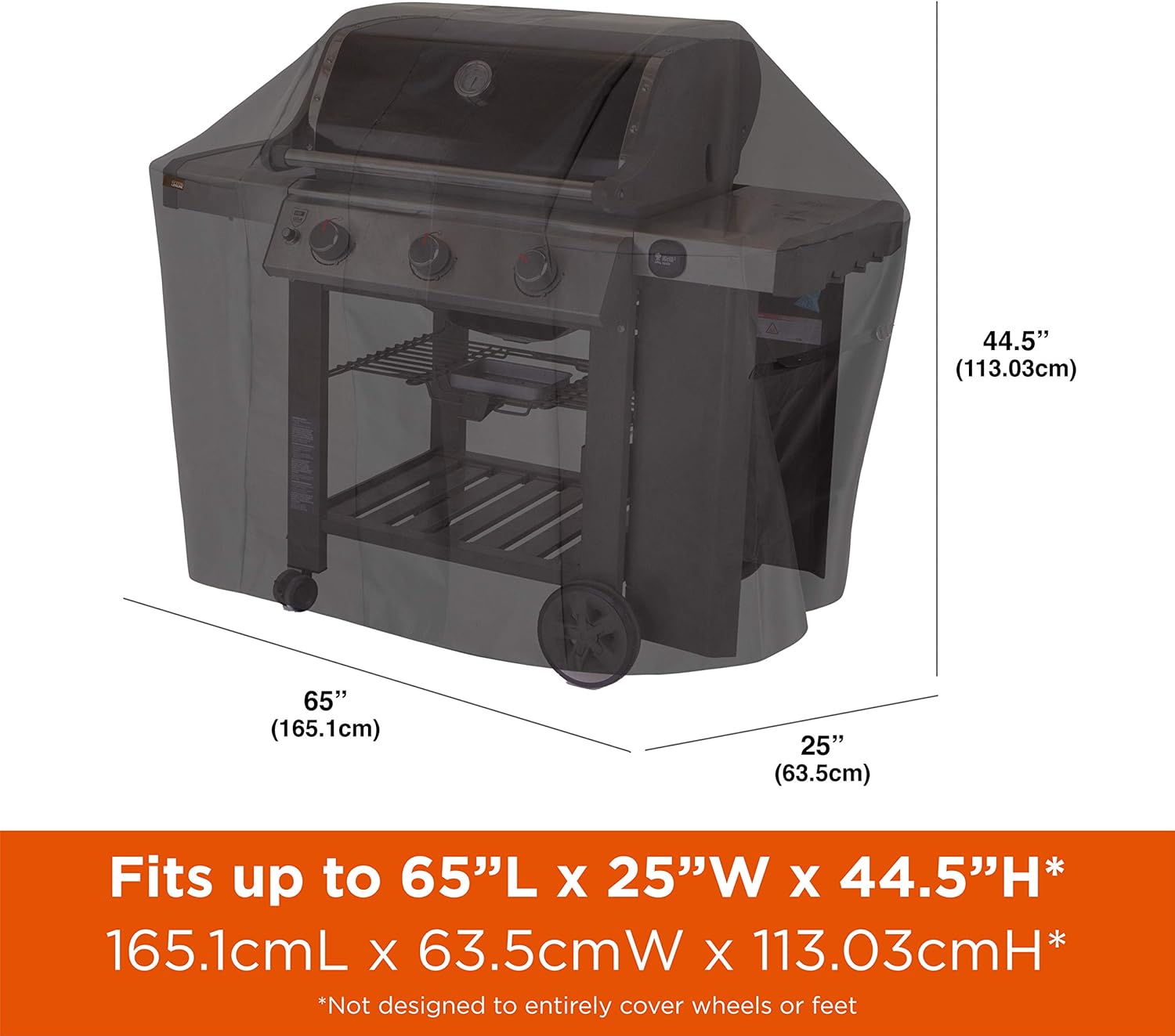 Modern Leisure 2984 Monterey 4 Burner Grill Cover (65 L x 25 D x 44.5 H) Water-Resistant, Medium, Black