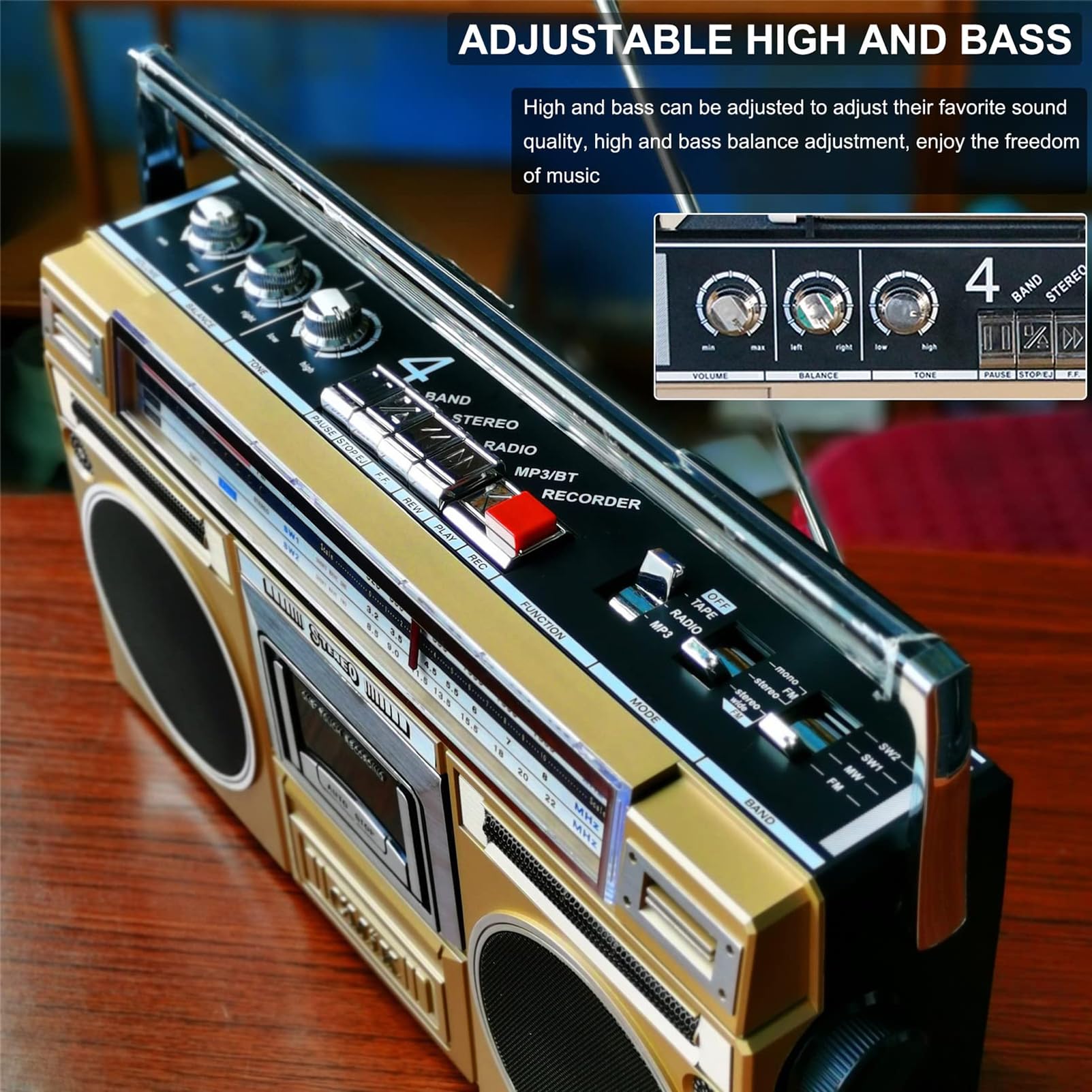 Boombox portatile con lettore di cassette, radio DAB, registrazione USB, Bluetooth, perfetto per riunioni di famiglia e viaggi