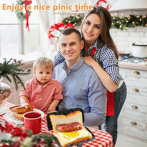 Miniatura 9 de Sartén de doble cara, sartén para hornear sándwiches de doble cara, sándwich de desayuno, sartén inferior antiadherente para desayuno (una ranura)