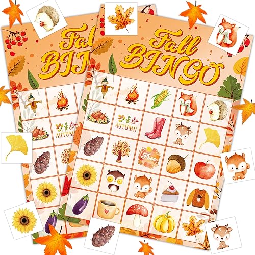 Joy Bang Fall Festival Games, Fall Bingo Cards for 24