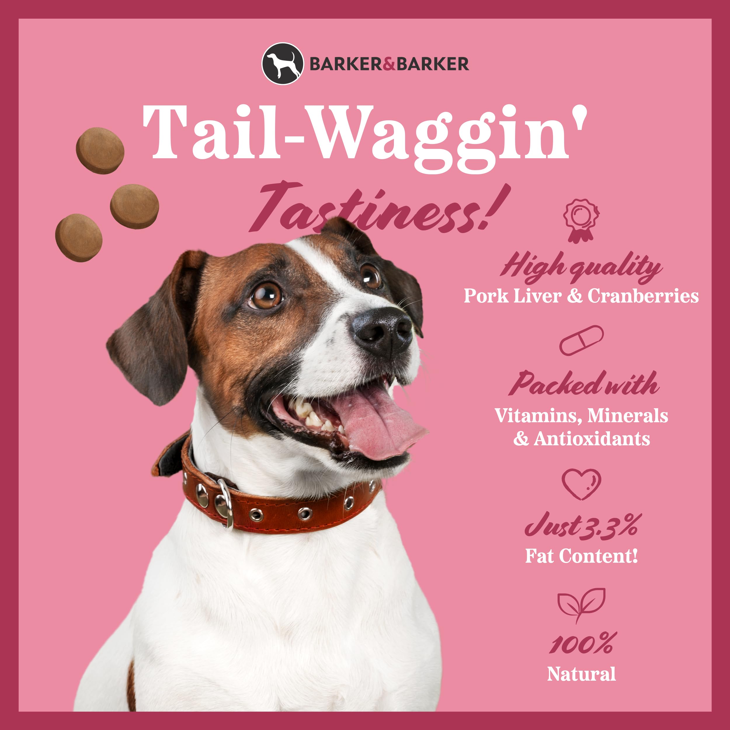 Barker and Barker Grain Free Dog Training Treats ❘ 525 Healthy Cranberry & Liver Treat Pack - Image 4