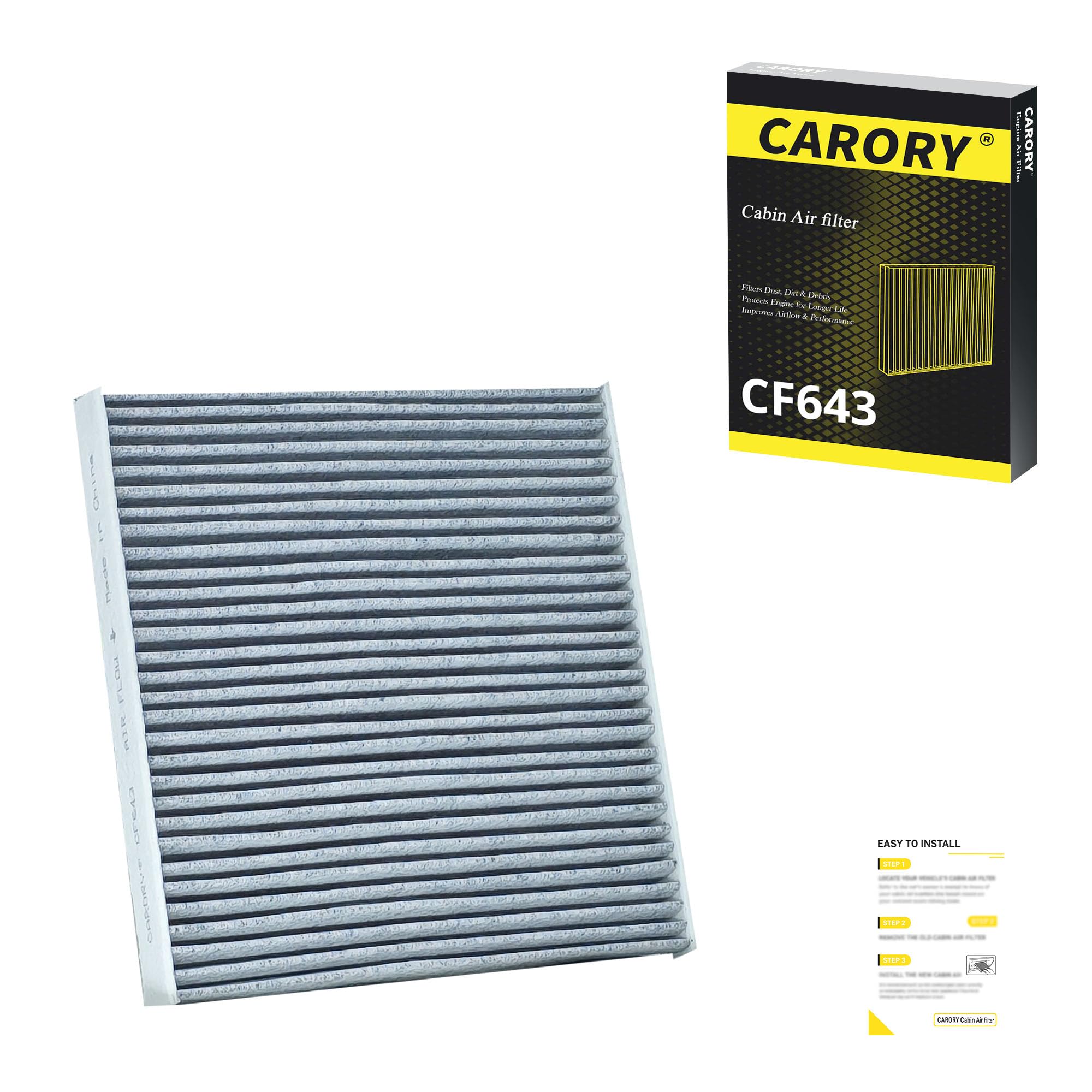 Cabin Air Filter w/Activated Carbon for VW Atlas (2018-2025), Jetta (2019-2025), for Tiguan (2018-2024), Golf/GTI (2015-2024), Audi A3 (2014-2024), Q3 (2019-2025), OE# 5Q0 819 653, CF11643, CF643