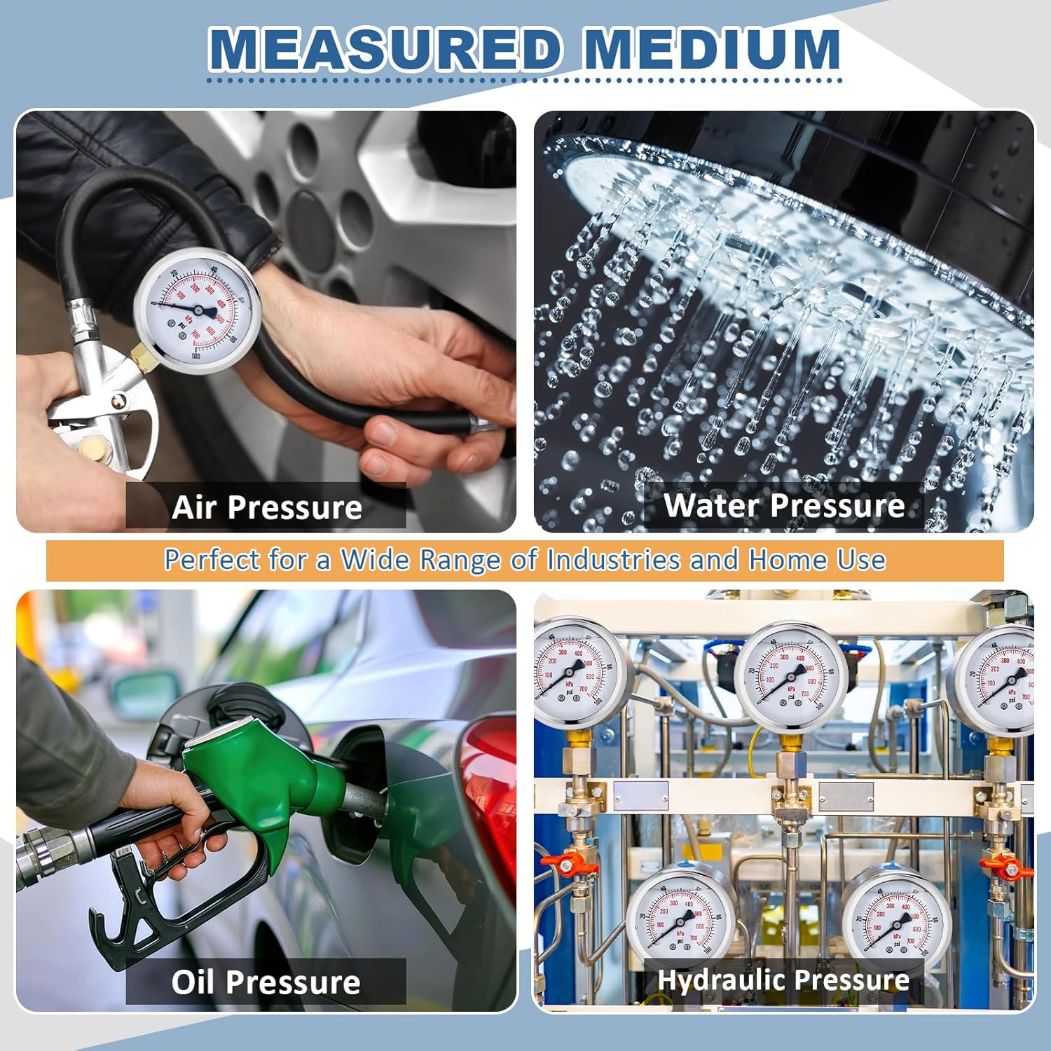 6 Pcs 0-100 Psi Glycerin Liquid Filled Pressure Gauge 2.5'' Dial Liquid Filled Gauge 1/4" NPT Brass Lower Mount with Stainless Steel Case Ip67 Waterproof for Water Oil Air Pressure Test