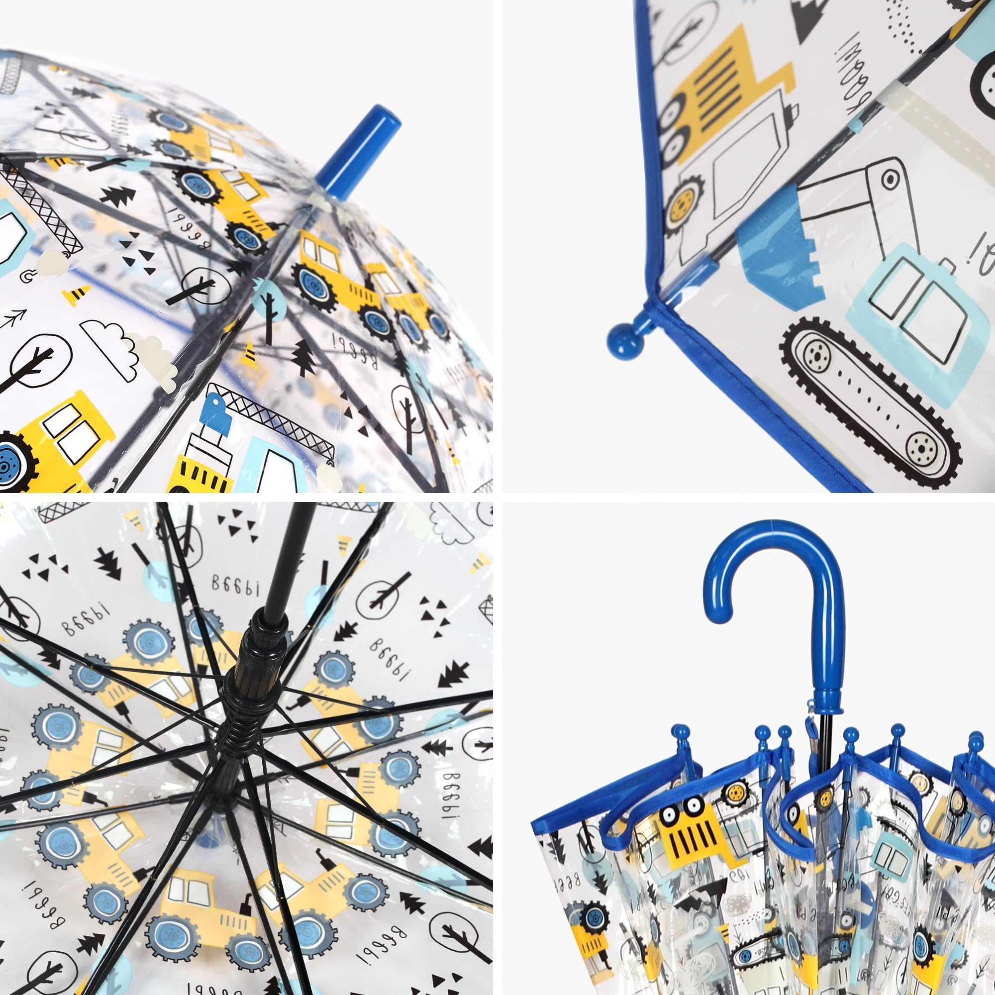 Parapluie Clair à bulles transparent pour enfants - Parfait pour la marche - Poignée courbée - Dôme transparent et mignon - Parapluie de sécurité pour enfants Kids Clear Umbrella