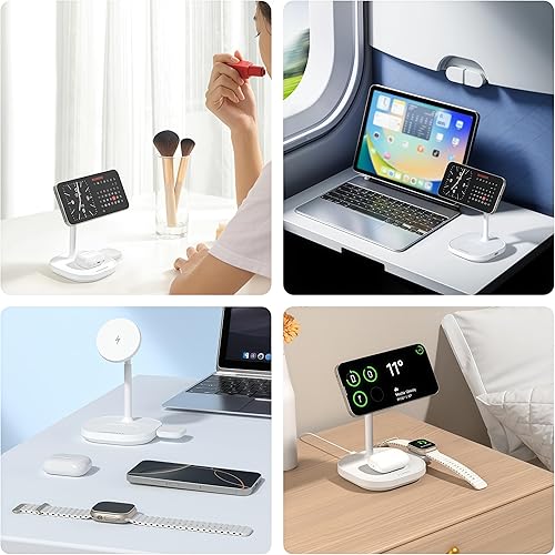 Miniatura 9 de Estación de carga inalámbrica para iPhone, soporte de cargador MagSafe 3 en 1 para múltiples dispositivos, cargador 171615141312 Pro Max, iWatch,