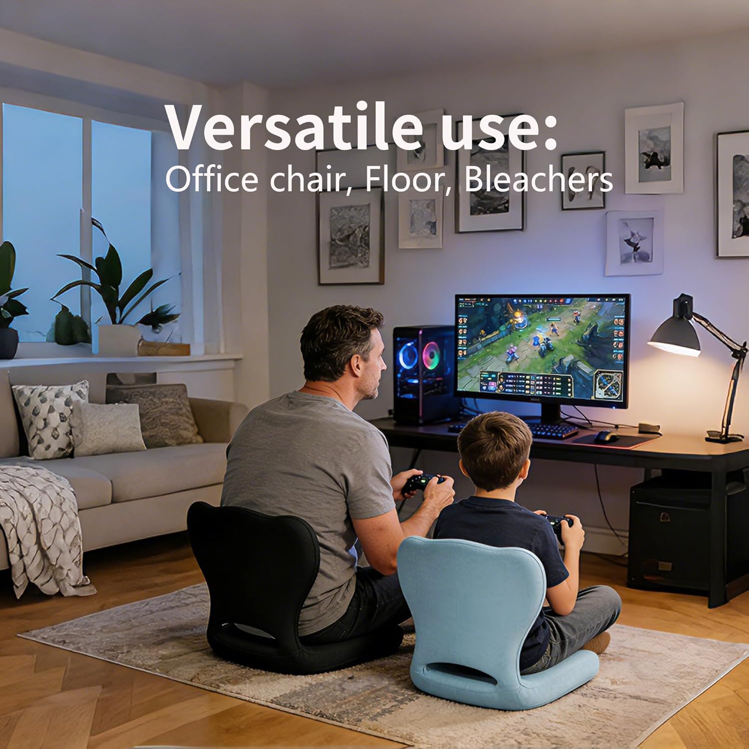 Adjustable Backrest Memory Foam Lumbar Support Pillow,Back Support Cushion for Office Chair,Home, Meditation on Floor,Lower Back Pain Relief,Posture Corrector,Removable Washable Cover(BLACK)