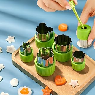 Fruit and Vegetable Cutter Stamp Set, 5 Pieces Stainless Steel Cookie Cutters with…