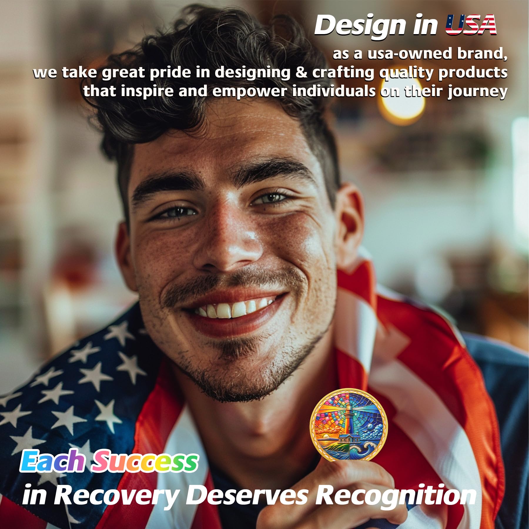 Sonne und Mond Leuchtturm Nüchternheit Münze – Recovery Addiction Ocean AA Münzen – Affirmation NA AA Chips und Medaillons – Feiern Sie Living Clean Narcotics Alcoholics Anonyme Geschenke für Männer