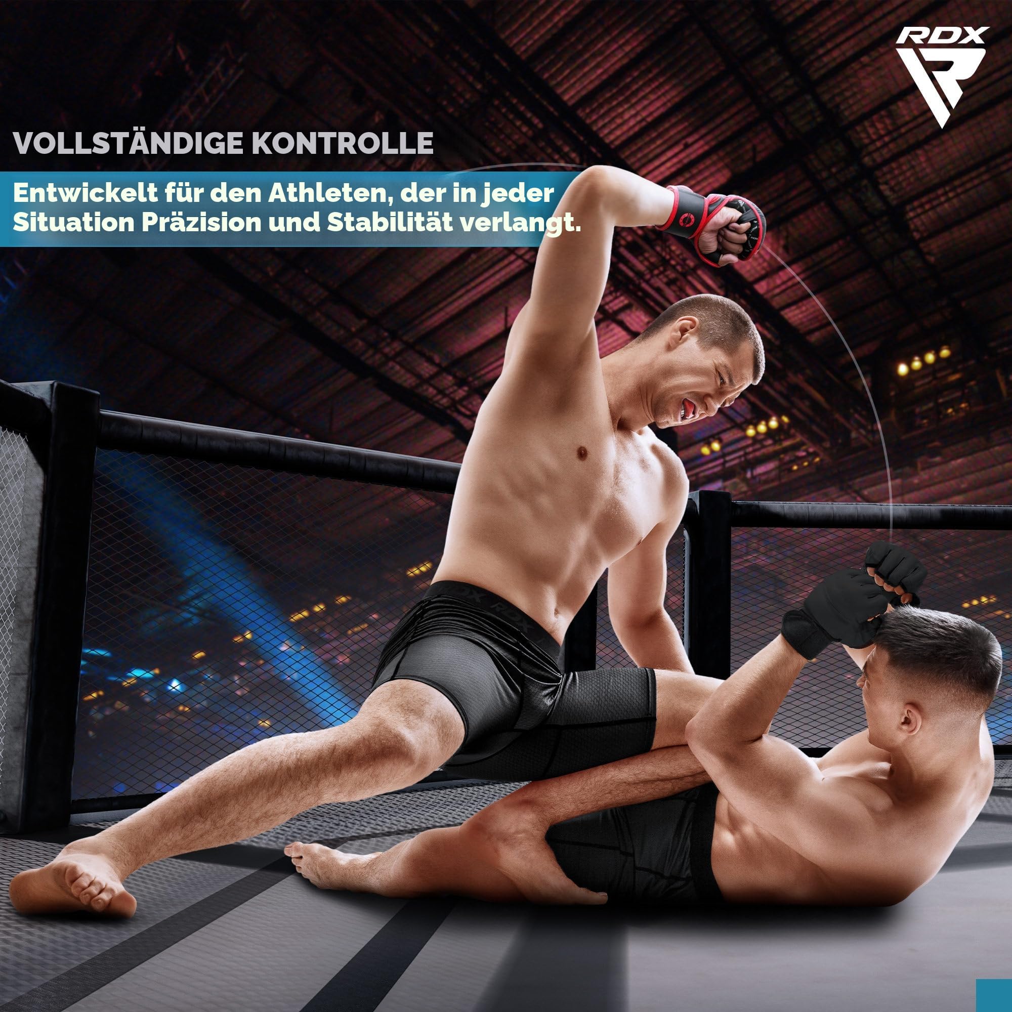 RDX MMA Handschuhe für Kampfsport Grappling Training, Maya Hide Leder Kara Sparring Handschuhe, Punchinghandschuhe für Muay Thai, Kickboxen, Freefight, Boxsack Gloves