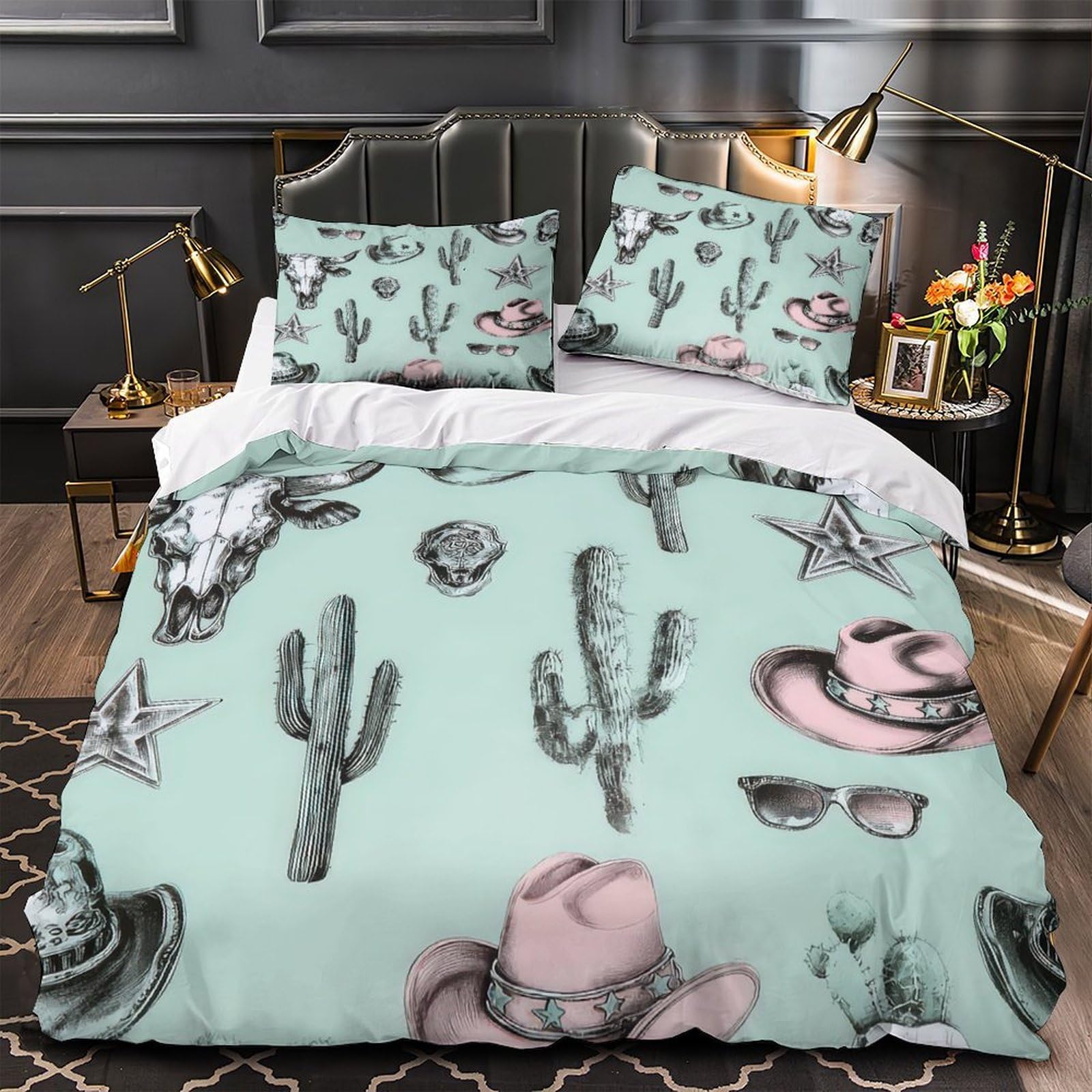Housse de couette motif vache douce en microfibre contre les allergies de nuit