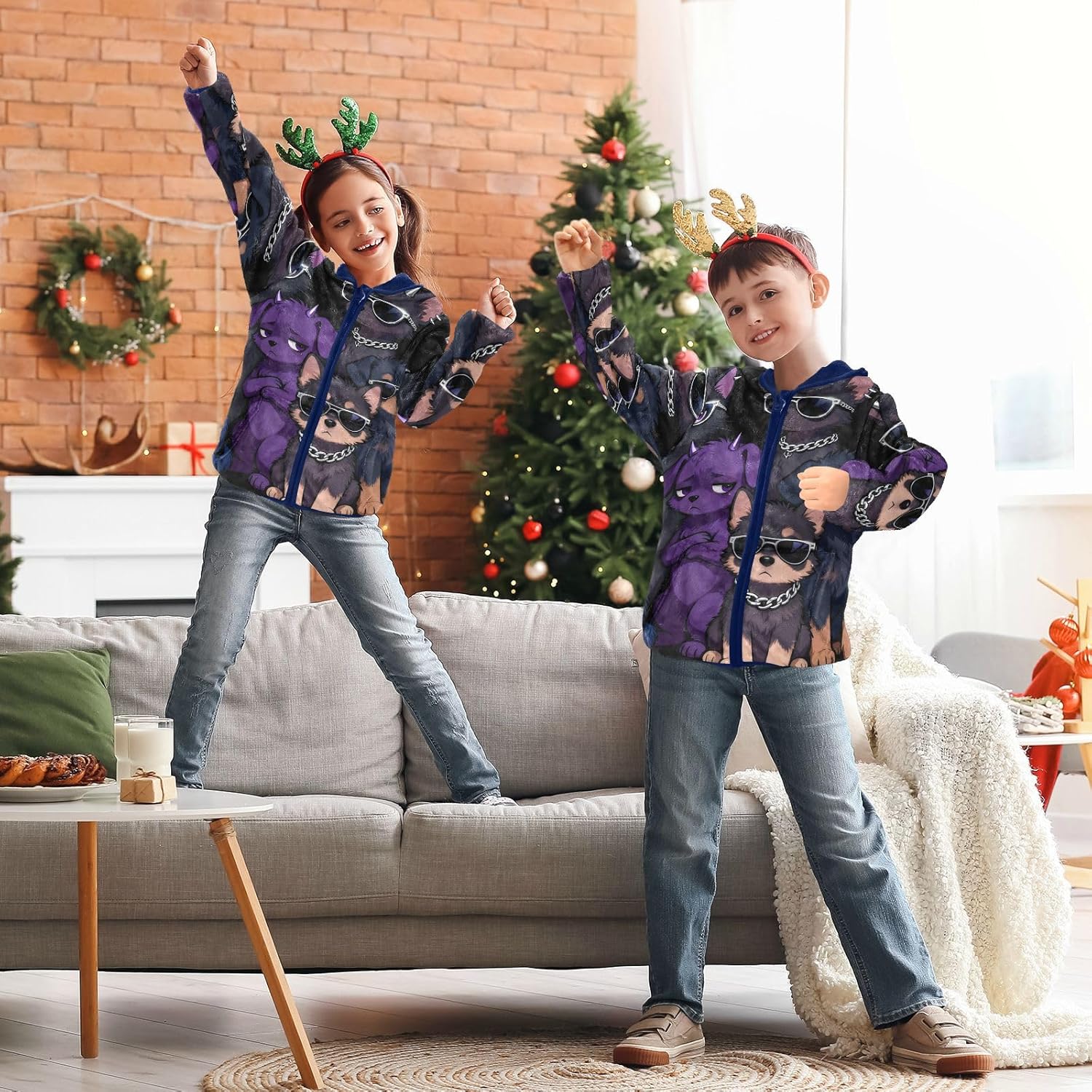 Cool Gothic-style Cats and Dogs Toddler Winter Jackets Outerwear Jackets Navy Blue Fall Baby Boy Clothes