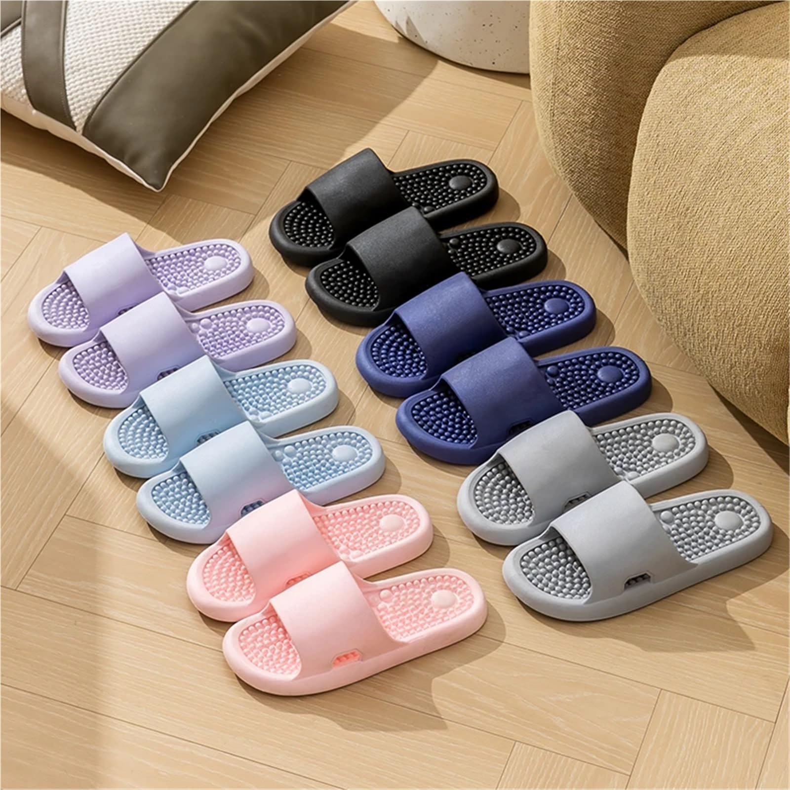 Ciabatte Donna Estive Pantofole estive Tinta Unita, Concise, Antiscivolo, da Bagno, da Interno, da Uomo e da Donna, da Donna(Gray,42-43)