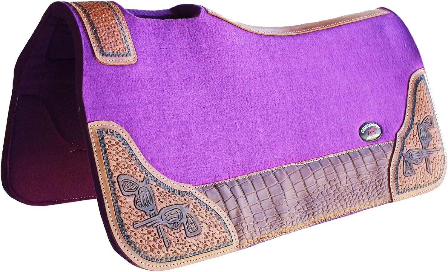 CHALLENGER Horse Western Contoured Wool Felt Therapeutic Saddle Pad Black 39208
