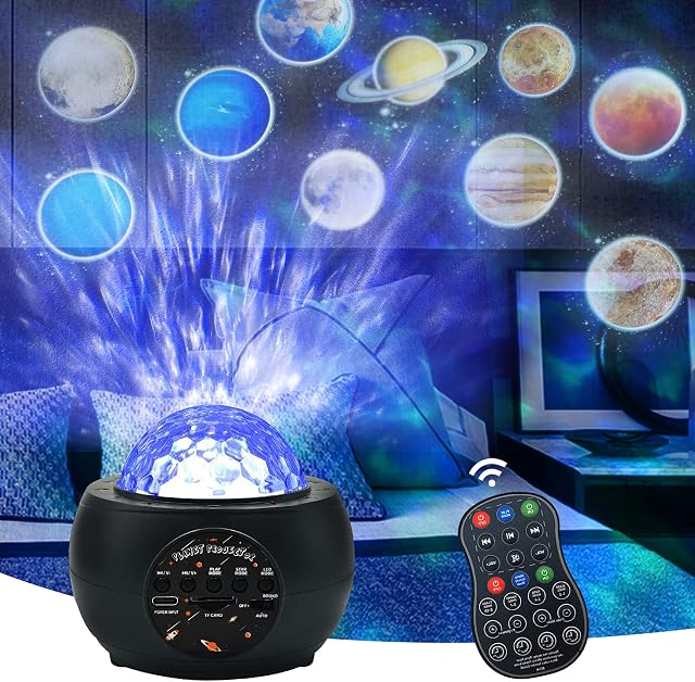 Galaxy Night Light Projector Solar System Starry Planet Nebula Ocean Wave Led Lamp Remote Control Timing Bluetooth Speaker TF Card Music Player Living Room Ceiling Party Home Decor Kid Birthday Gift