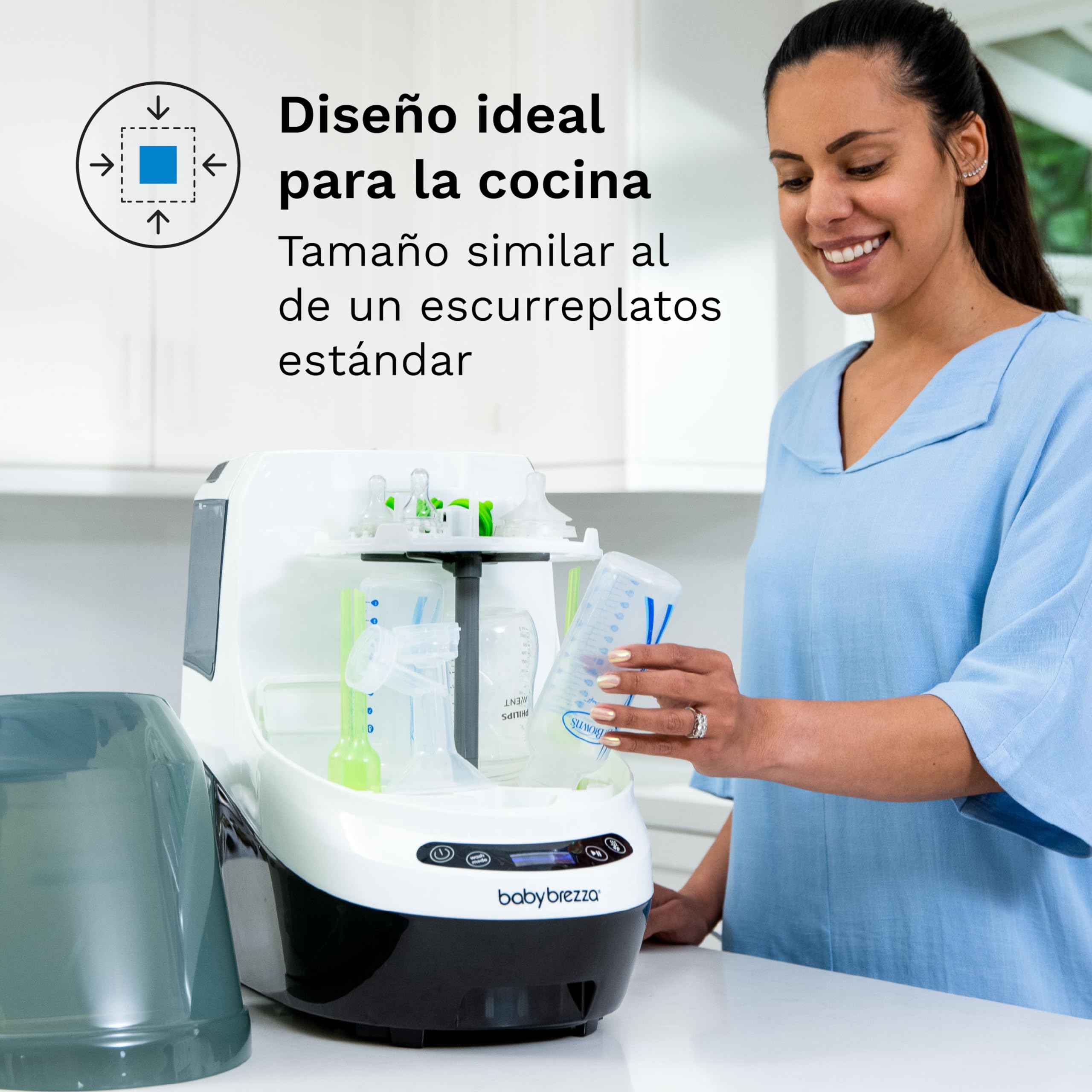 Baby Brezza Bottle Washer Pro - Lavavajillas Biberones - Limpia Biberones, Esteriliza y Seca - Esterilizador de Biberones Multifunción 6 Modos - Hasta 4 Biberones + Accesorios