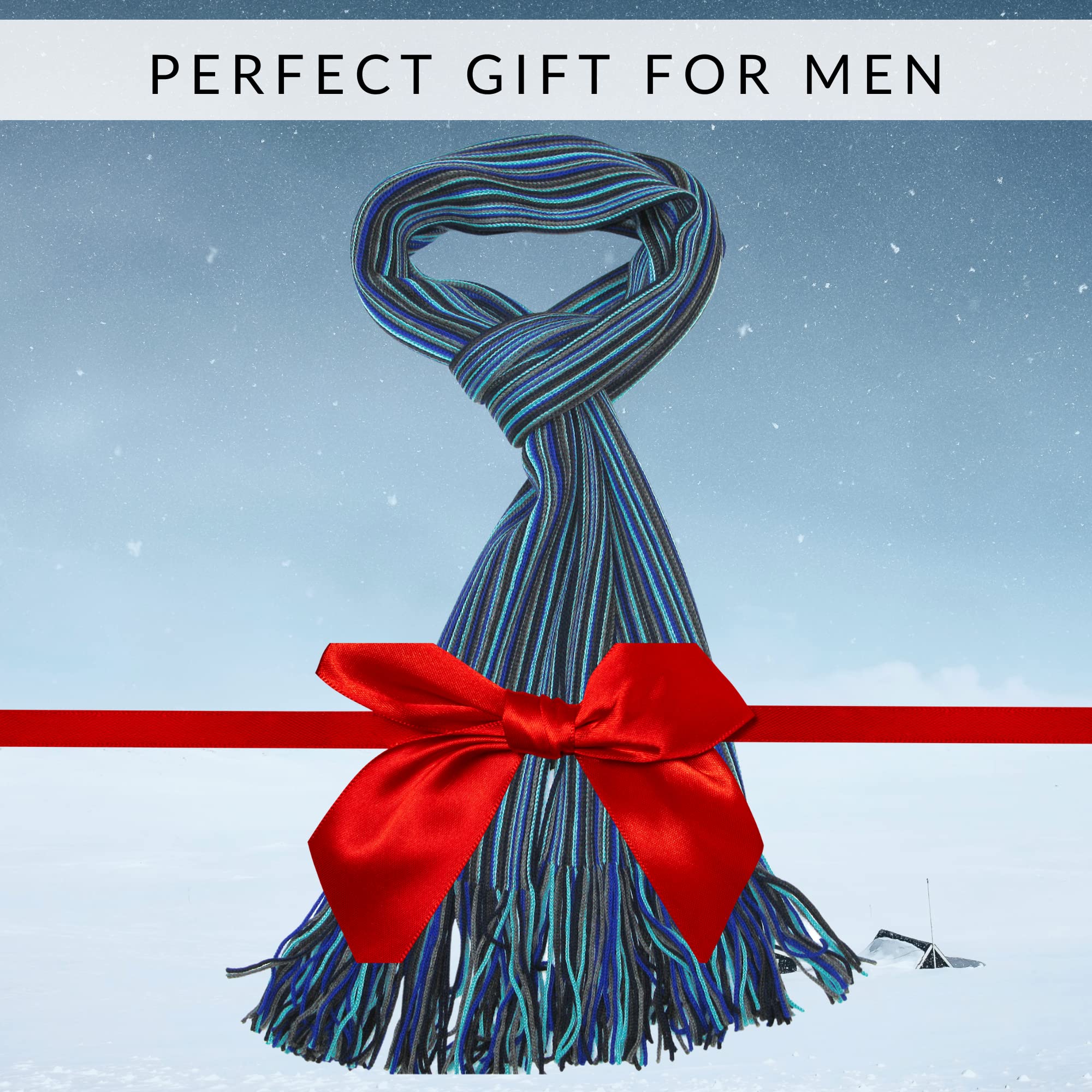 LOVARZI Sciarpa Uomo in Lana Merino Extra Fine - a Righe per l'Inverno | Lana Merino Extra Fine, Morbida e Calda, Ideale come Regalo Invernale per Uomo, Motivo a Righe Classico