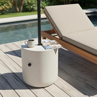 Christopher Knight Home Ogla 17.5'' MGO Outdoor Patio Side Table Umbrella Base, Heavy Duty Patio Umbrella Stand Outdoor Base with Hand-Turn Tightening Knob, Small Patio Coffee Table, Lime White