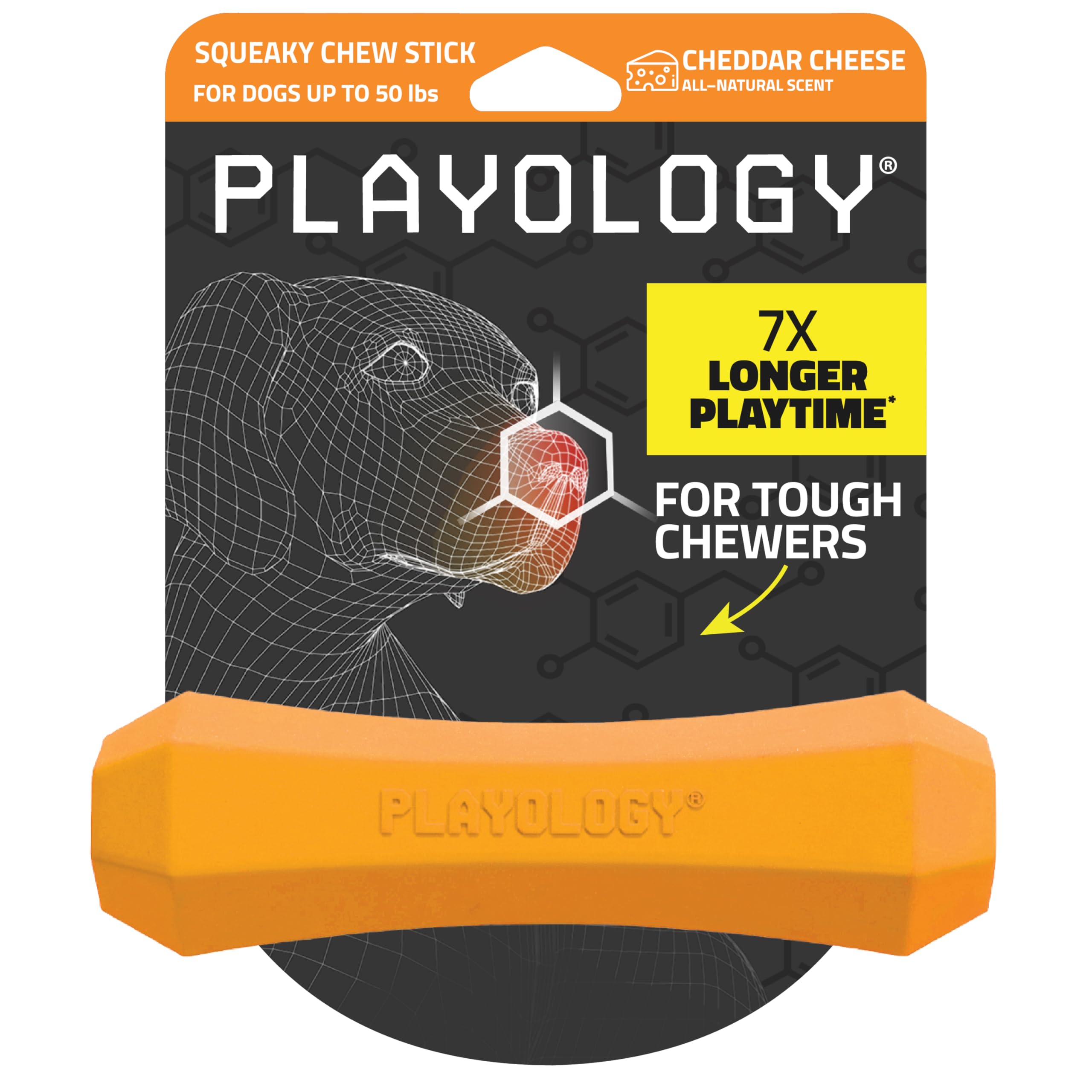 Zabawki dla psów Playology | Trwały gryzak dla psów z piszczałką | Średnia zabawka o zapachu sera cheddar – łatwa do czyszczenia i wykonana z nietoksycznych materiałów