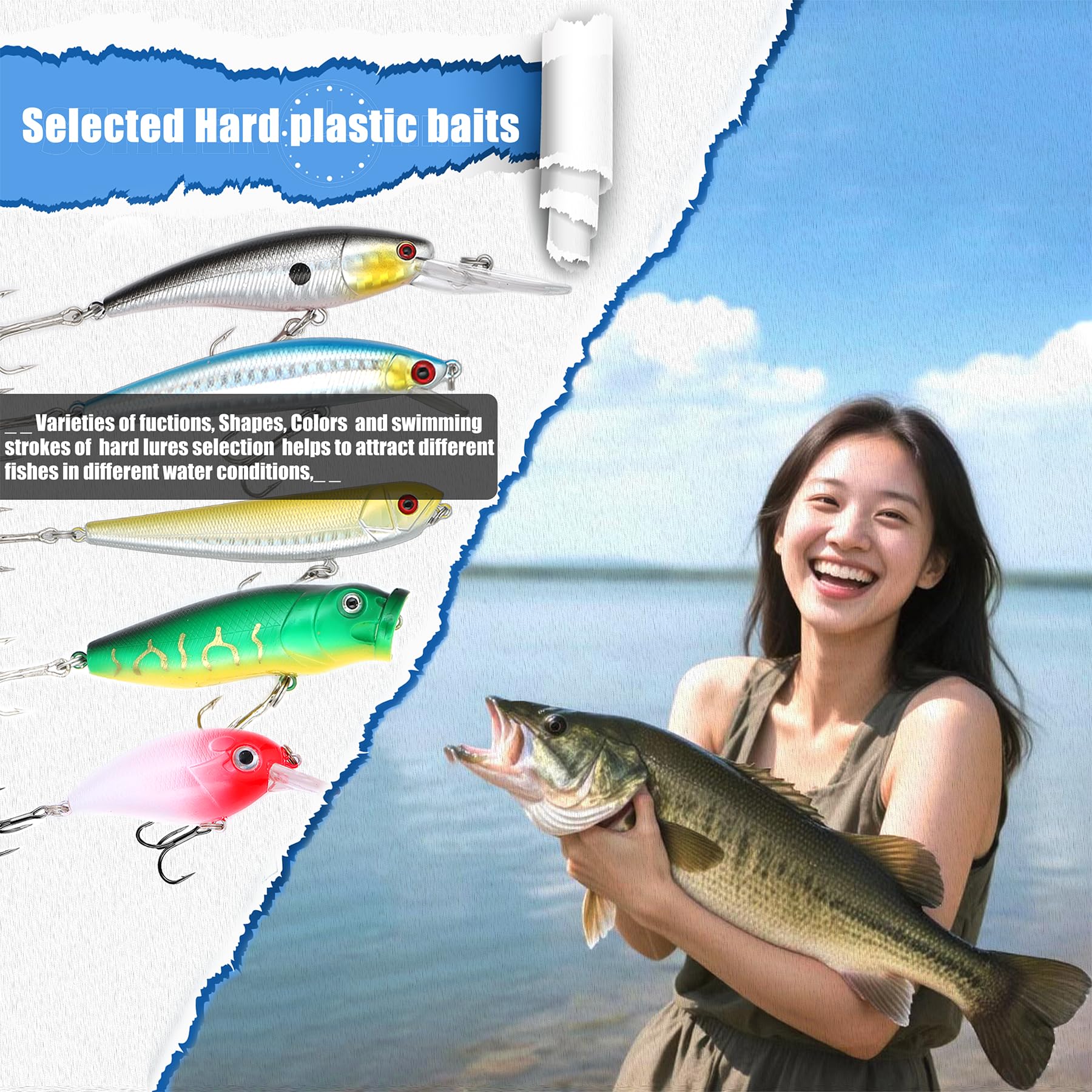 EXAURAFELIS Kit de leurres de pêche 142 pièces