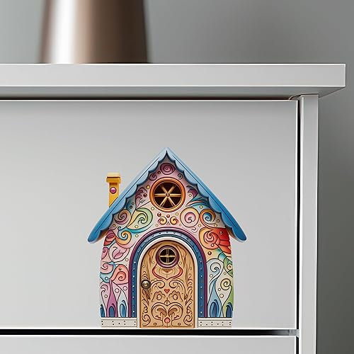 Miniatura 6 de Swirly Artistic House - Adhesivo de pared 3D para puerta de hadas