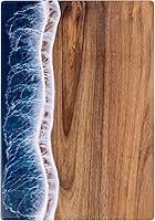 Guogiyala Ocean Charcuterie Board: Handmade Resin Acacia Wood Cutting Board for Cheese Fruit Meat - Wave Design Pink Blue Green