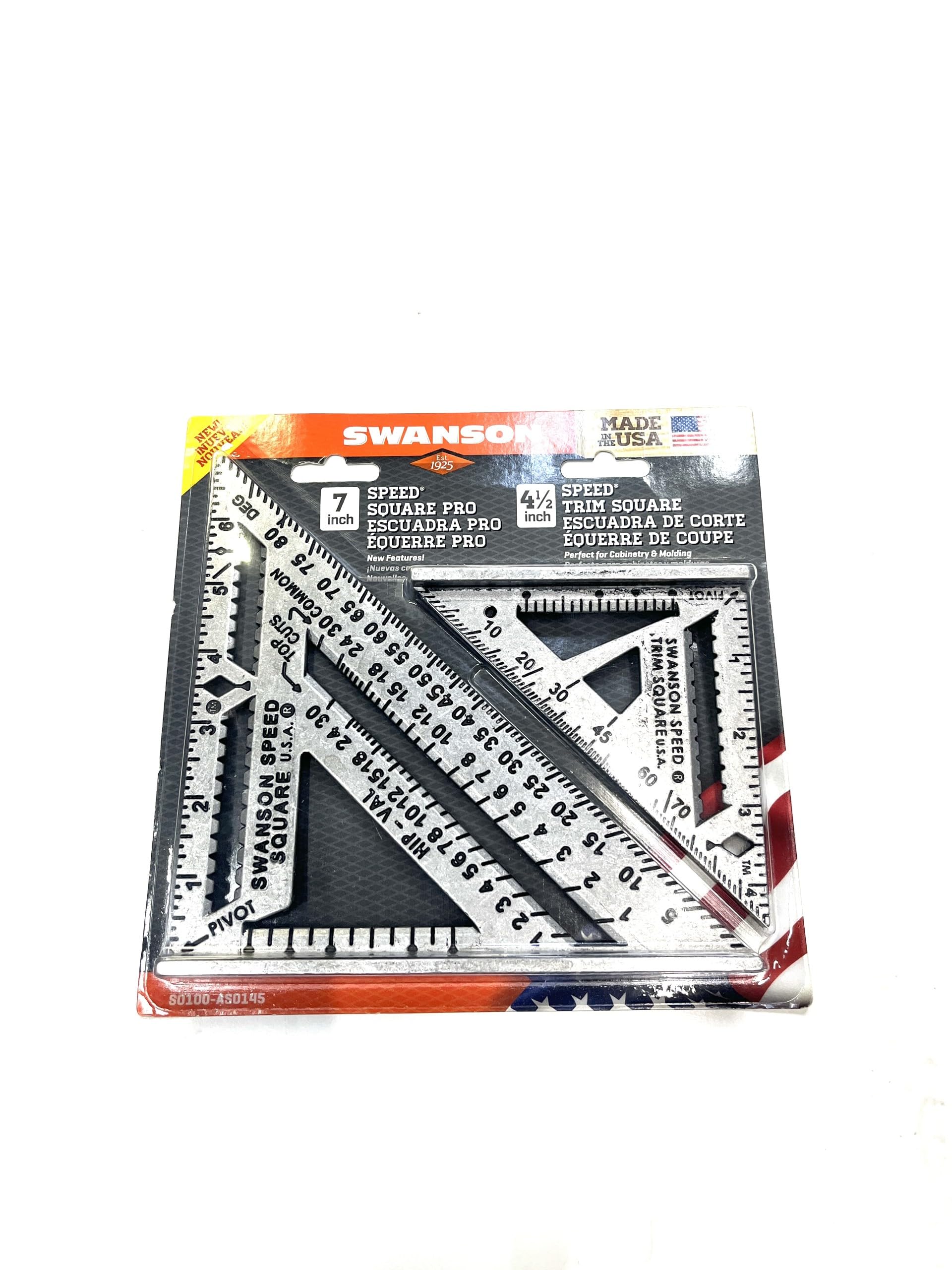 Swanson 7-Inch Speed Square Pro and 4.5-Inch Speed Trim Square Set (S0100-AS0145)
