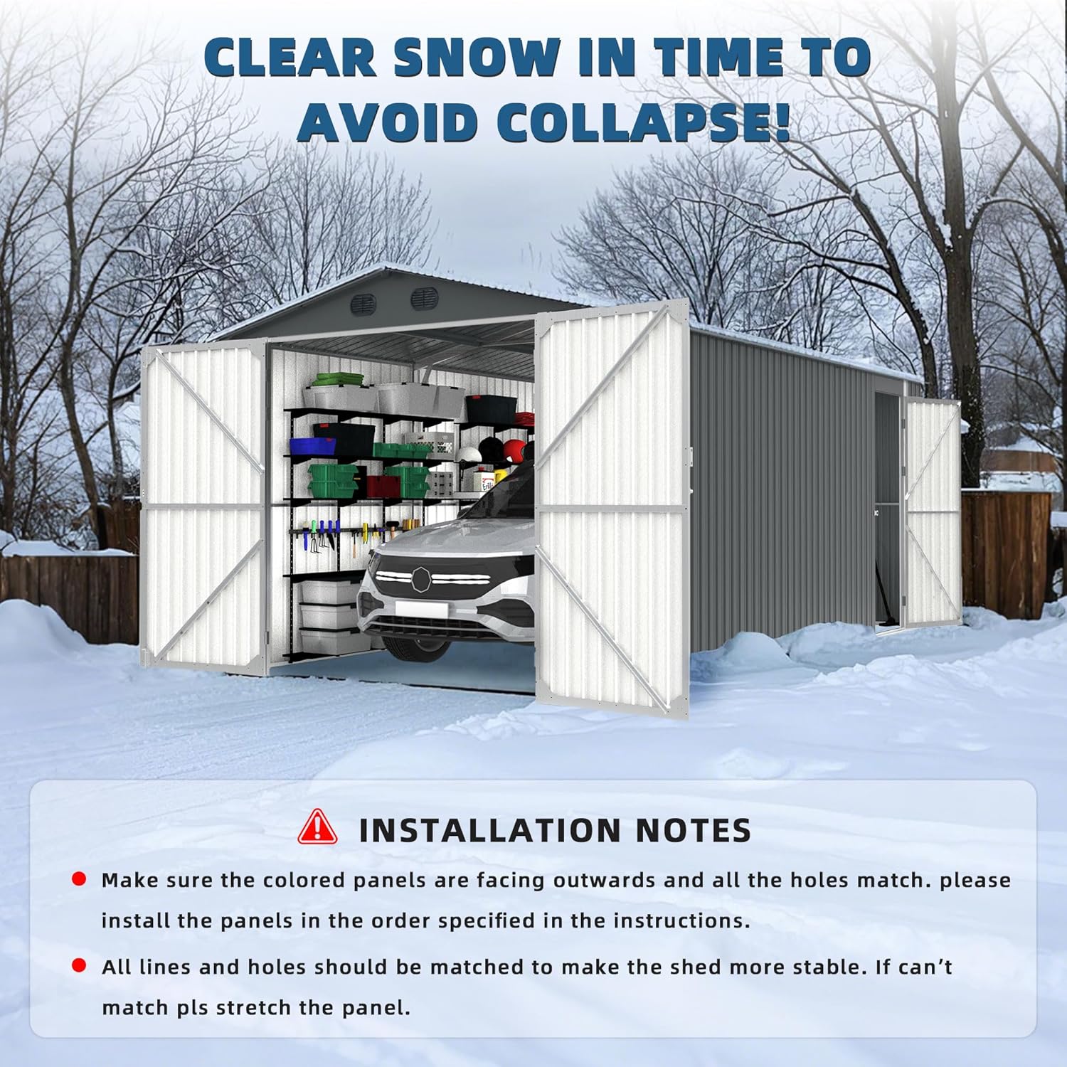 CHERY INDUSTRIAL.COM 13x20ft Outdoor Storage Shed Metal Waterproof Garden Tool Shed with Lockable Door Ventilation for Grass Cutter for Backyard Patio Storage Lawn Mower Bike