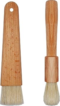 EIKS 2 Sets Natural Bristles with Wooden Handle Pastry Brushes