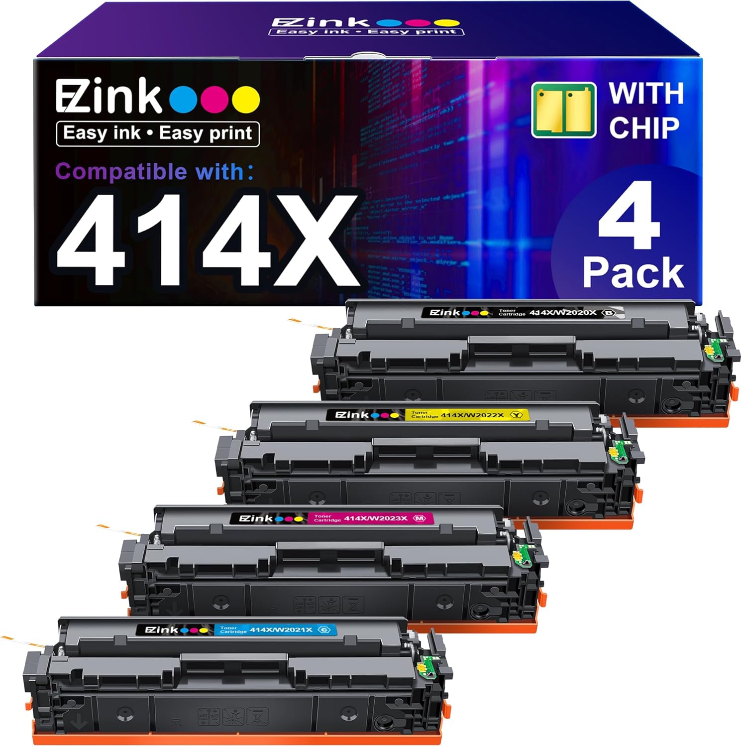 E-Z Ink Compatible 414X Toner Cartridges (4 Pack)