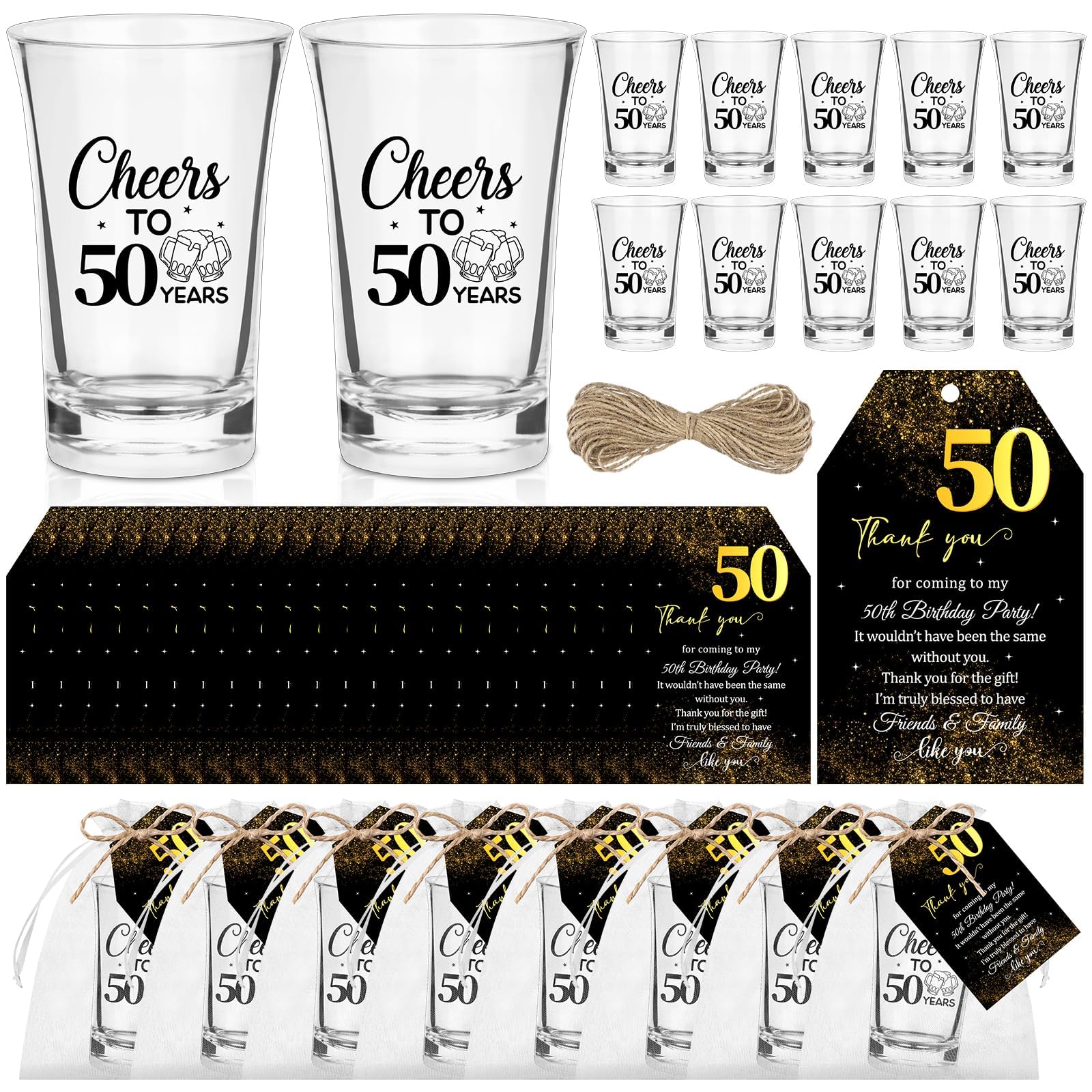 CNSJ 24 Sets 50th Birthday Shot Glasses Party Favors for Guests