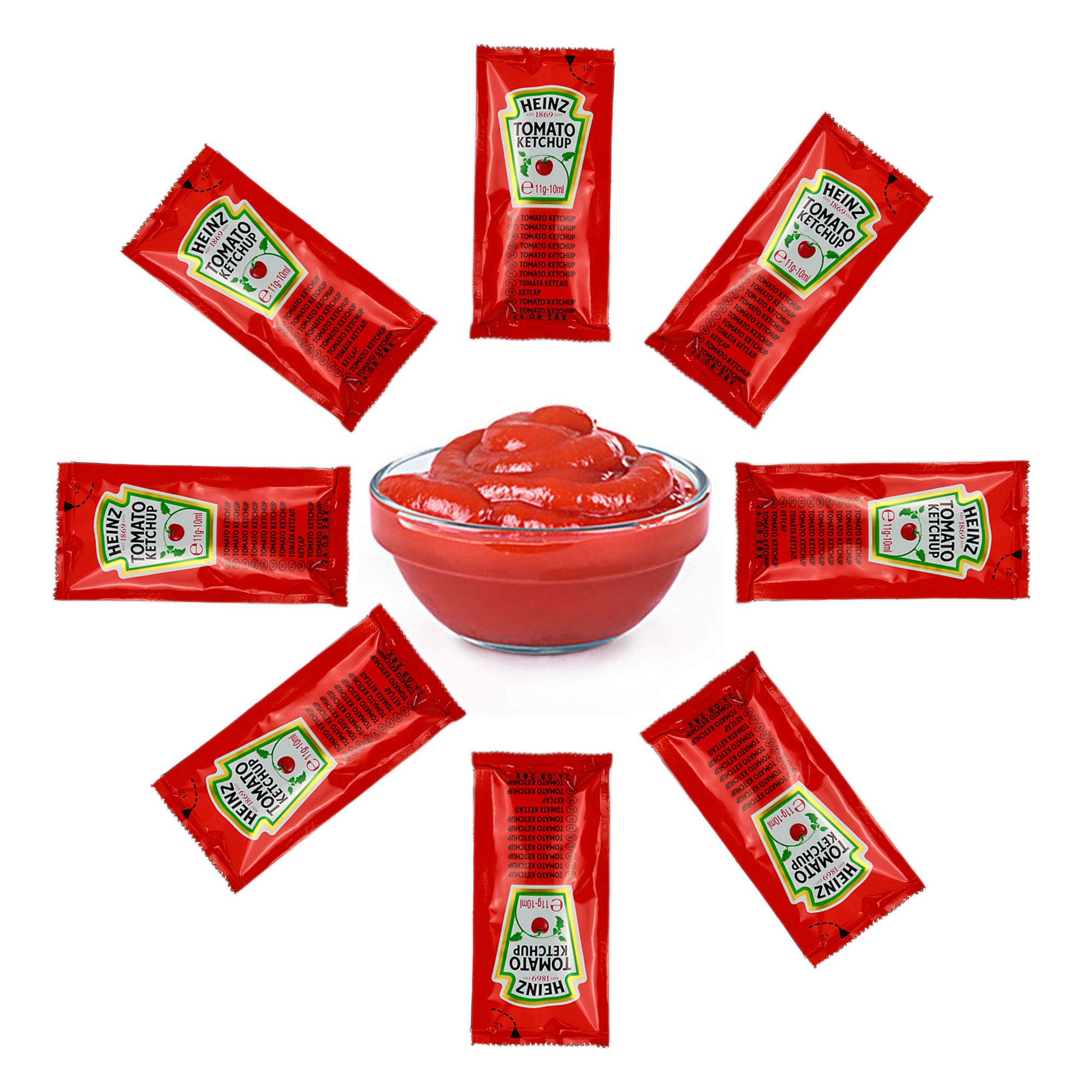 Heinz Lot de 200 sachets de 11 g. Idéal pour les patines, les paninis, les amburger et les sandwichs.