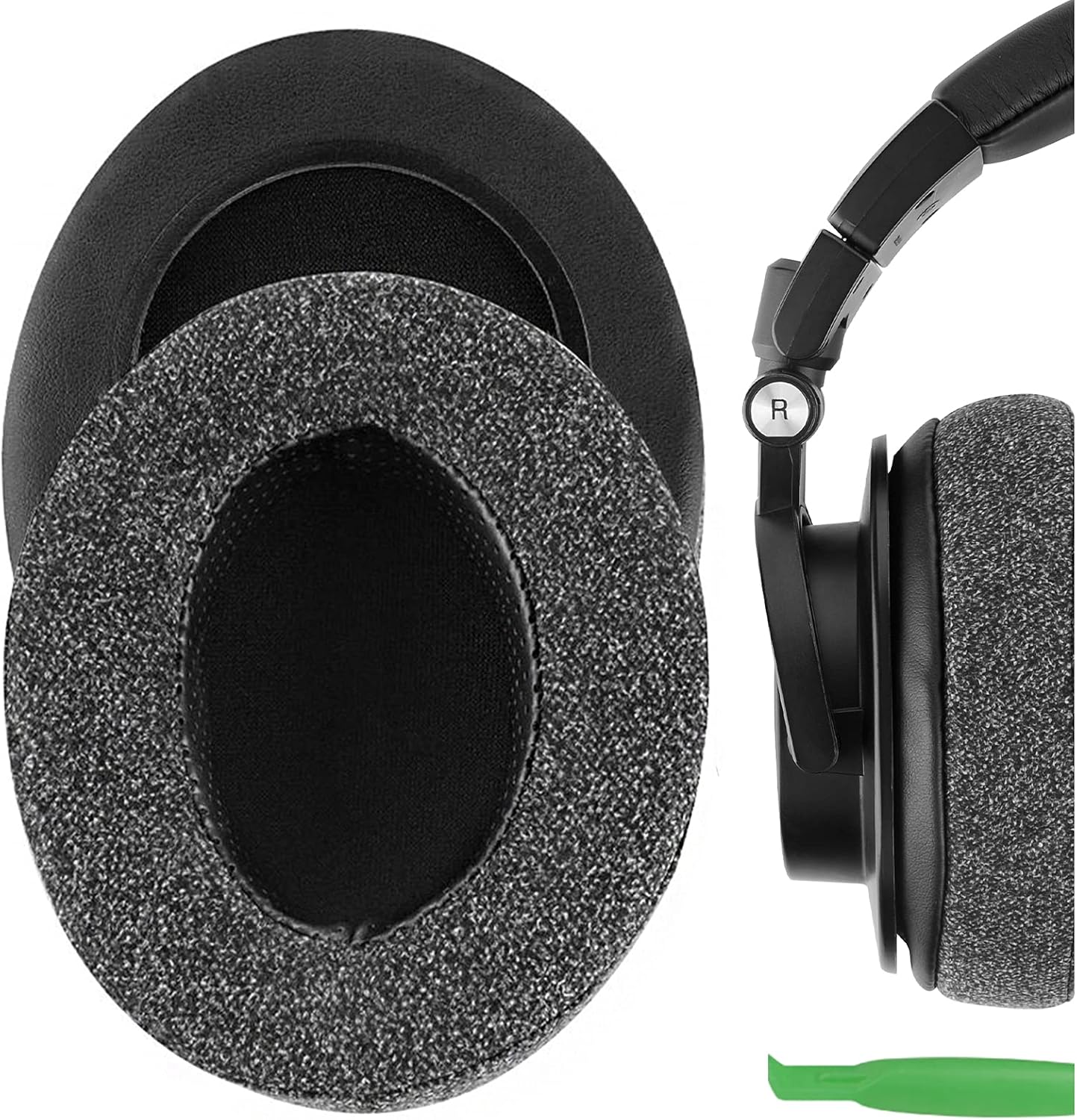 Geekria Comfort Linen Replacement Ear Pads for Audio-Technica ATH-M50XBT, M50xBT2, M50X, M60X, M40X, M30X, M20X, M10X, ATH-ANC9 Headphones, Repair Parts with Video Guide (Dark Grey) - Thumbnail 4