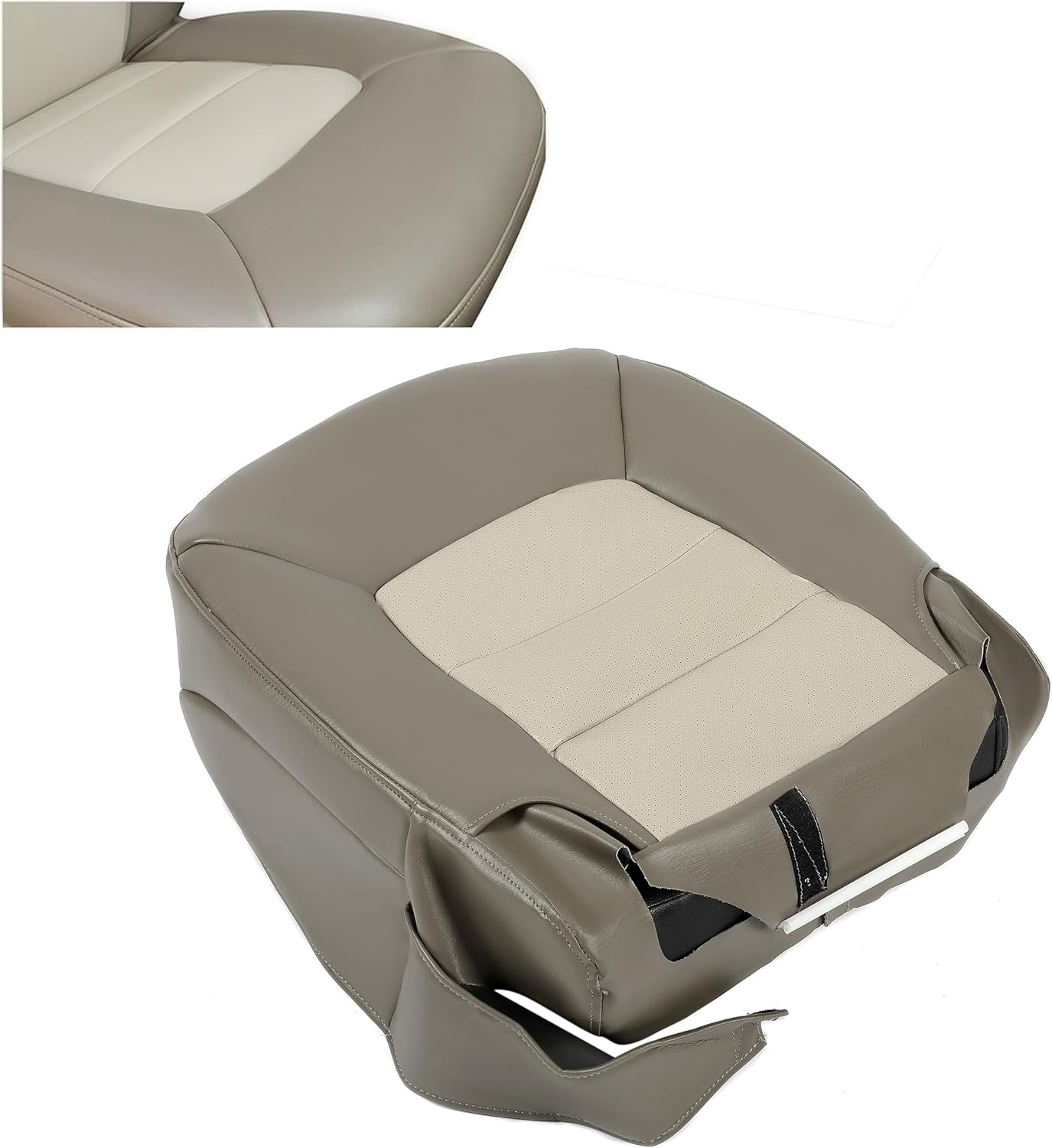 KUAFU Seat Cover Synthetic Leather Compatible with 2003-2006 Ford Expedition Eddie Bauer 4x4, 2WD, 4.6L, 5.4L - Perforated Tan(Passenger Bottom)