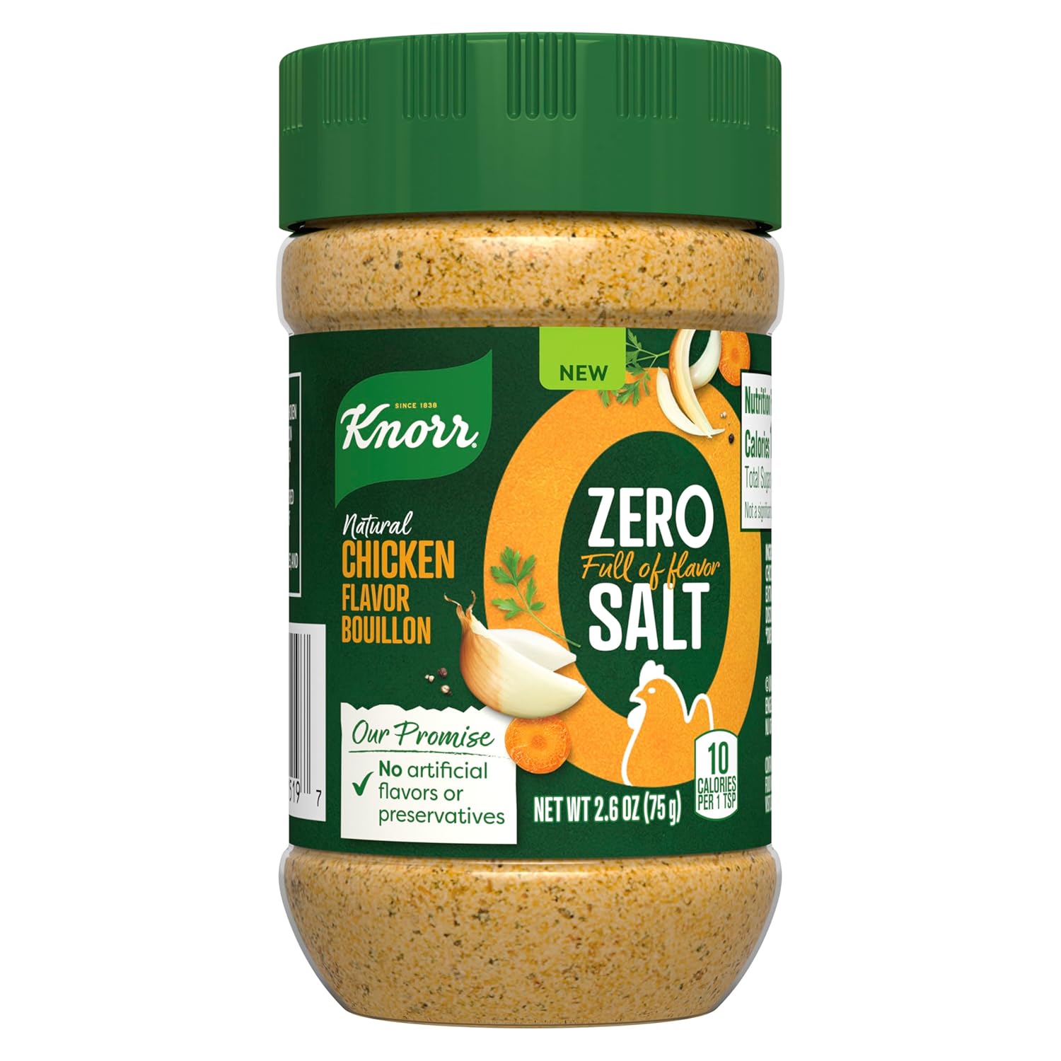 Knorr Zero Salt Powder Bouillon Natural Chicken Flavor Bouillon For Sauces, Gravies And Soups, with No Artificial Flavors or Preservatives 2.6 oz