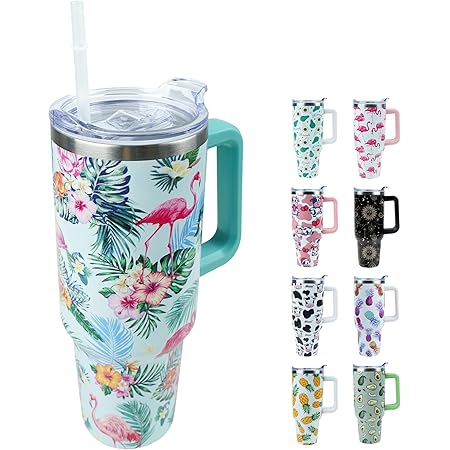 Amazon.com | 40 oz Tumbler with Handle and Straw, Stainless Steel