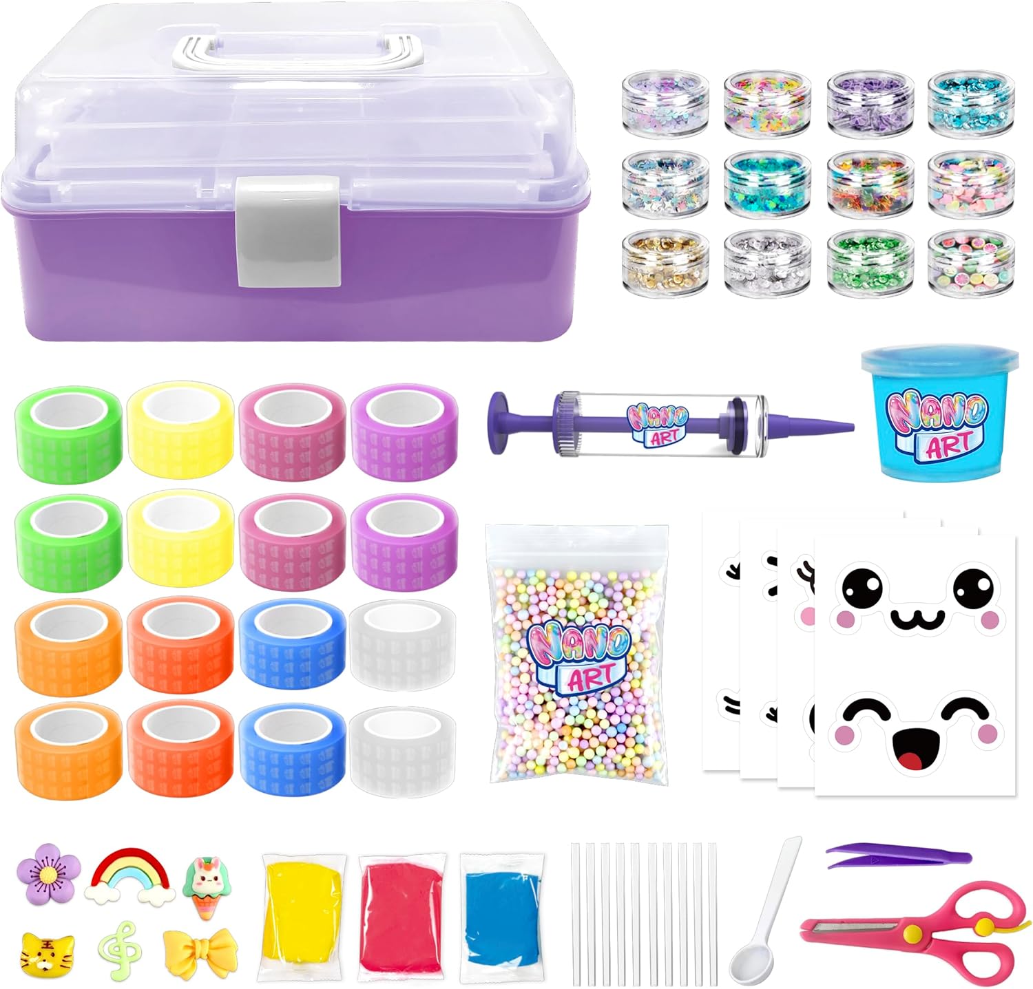 Nano Art Deluxe Make & Inflate Carry Case, Viral Nano Tape Craft Kit with Inflating Tools & Storage Case, Ultimate DIY Creative Set for Kids.