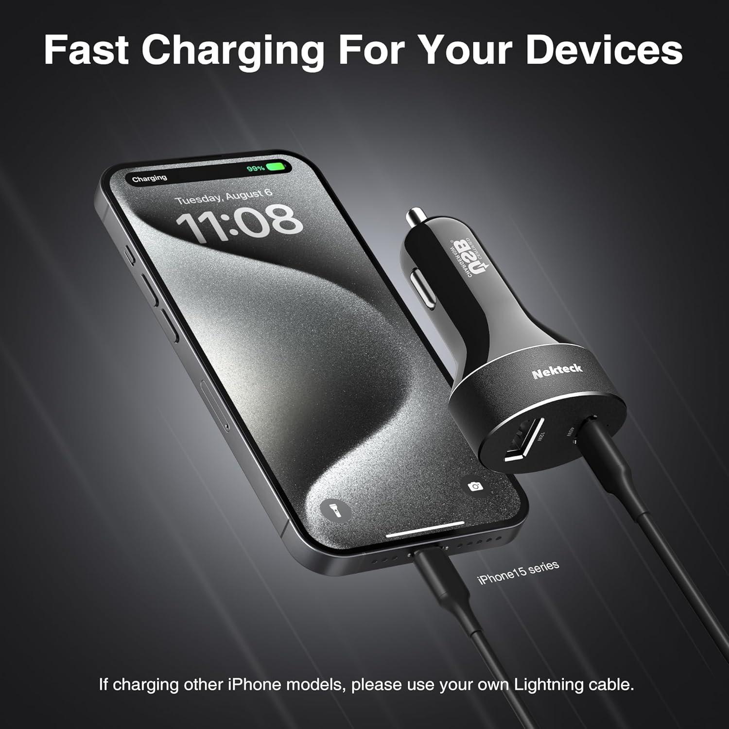 Nekteck Travel Fast Charging Kit, 65W USB-C Charger & 45W USB-C Car Charger (USB-C Cable Included)