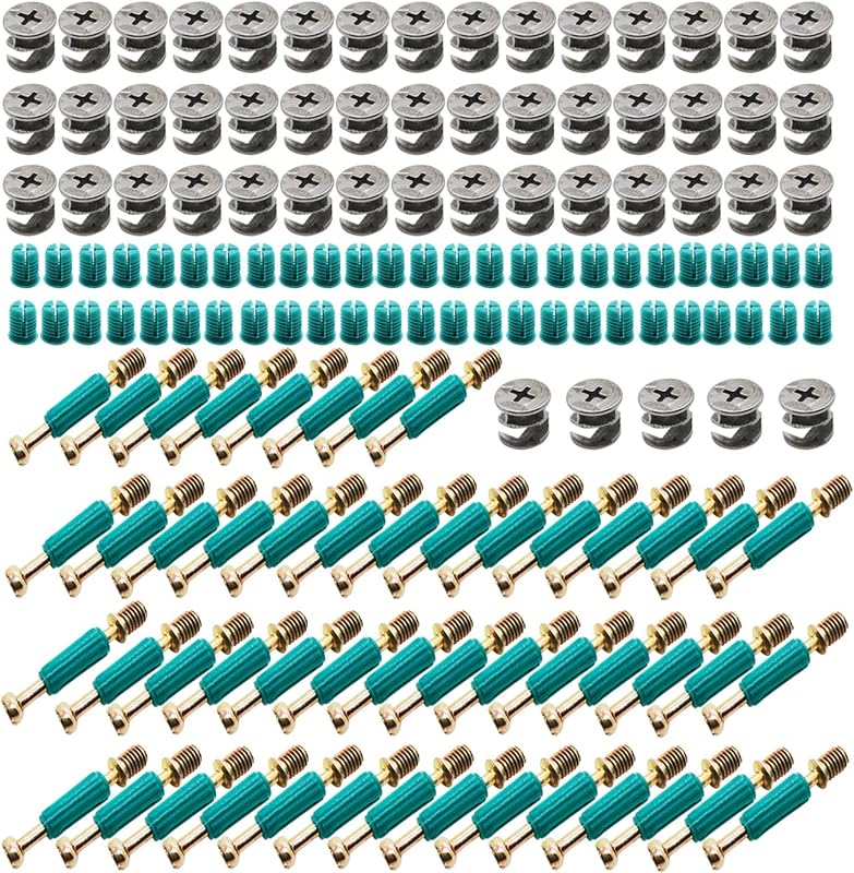 Juego de 50 sujetadores de bloqueo de leva 3 en 1 para conexión de muebles, tuerca preinsertada y rueda excéntrica con tacos, cerraduras de leva para empalme de muebles, gabinetes, cajones y armarios