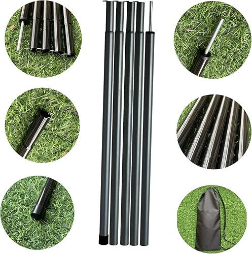 Miniatura 5 de Tent Poles Adjustable Tarp Poles Steel Rods for Tarp Canopy Camping Replacement Set of 2 +Pegs & Reflective Ropes