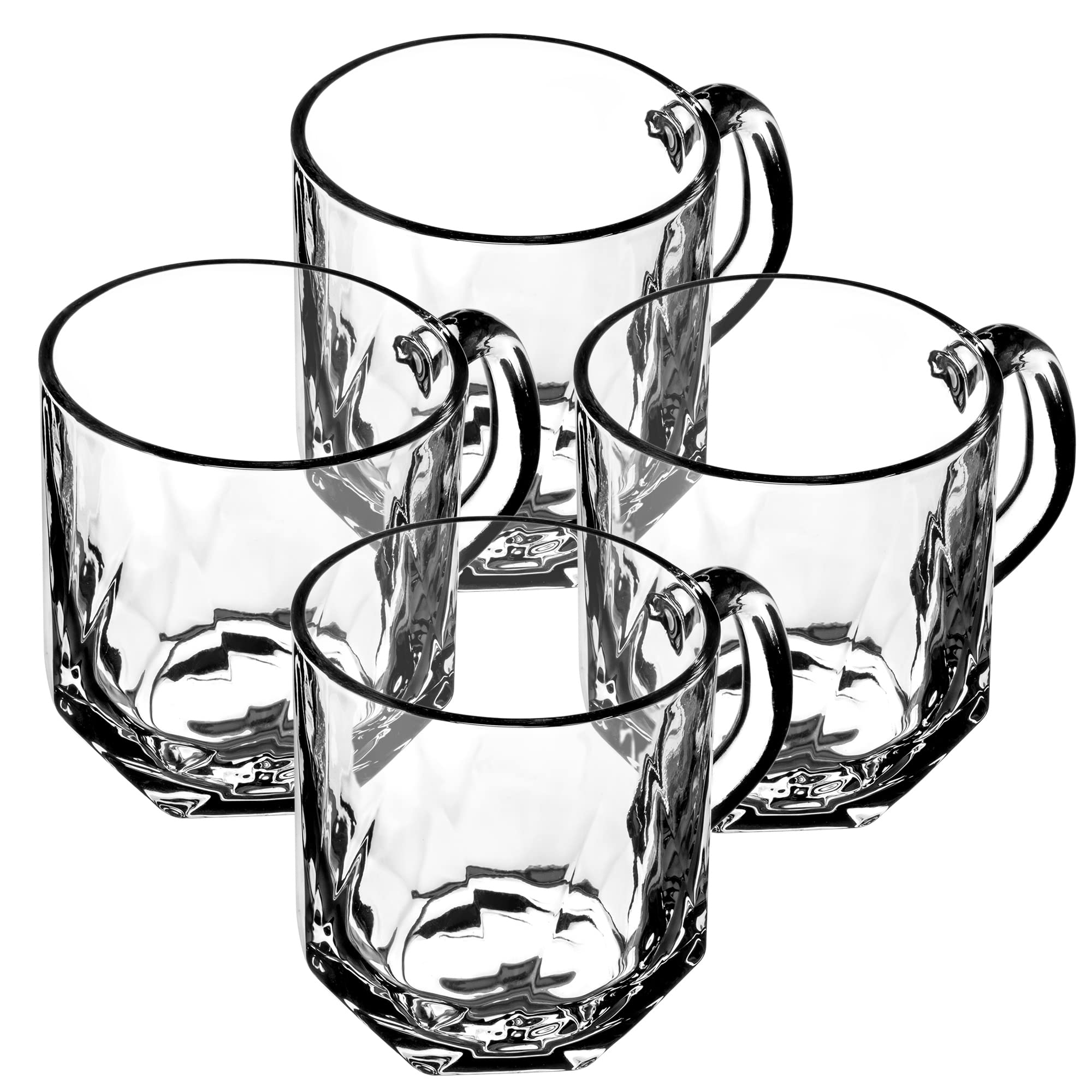 KADAX Gläser mit Griff für Tee und Kaffee, Teegläser aus dickem Glas, Glastassen für kalte und heiße Getränke, Gläserset für Tee, Kaffee, Wasser (Frida 300ml / 4er Set)