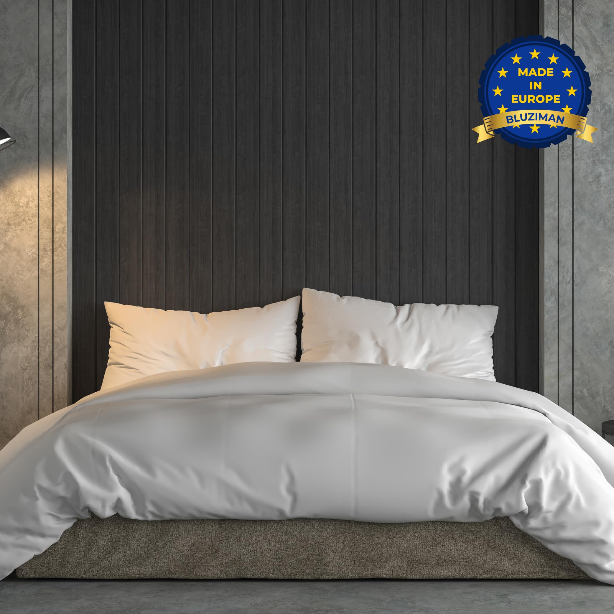 BLUZIMAN Juego Funda Nordica Cama 105 Algodon 100%, Lujoso Saten 400 Hilos Hecho en España Saco Nordico, Incluye Funda Edredon, Sabana Bajera Ajustable, 1 Funda Almohada (Blanco, Cama 105x190/200cm)