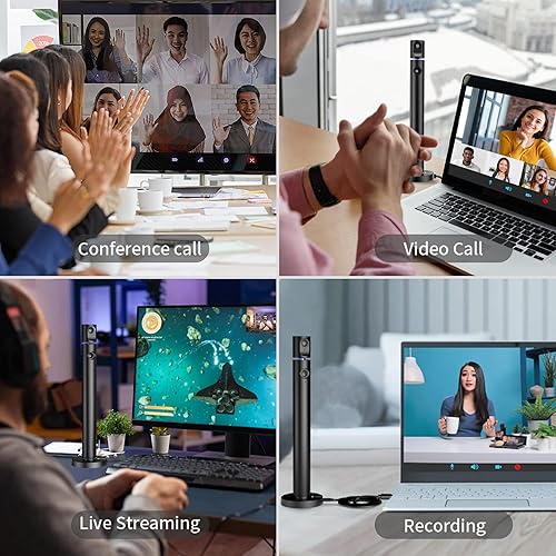 Miniatura 8 de CZUR Cámara web dual Halo X Pro para PC, cámara web 1080P con micrófono, cámara USB para computadora, vista de 90, Plug & Play, compatible con