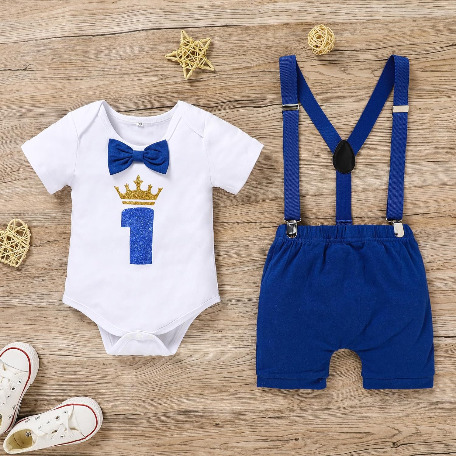 GRNSHTS Baby Boy Funny First Birthday Clothes Infant Boy Bow Tie Romper Bodysuit Cake Smash Outfits - Image 2